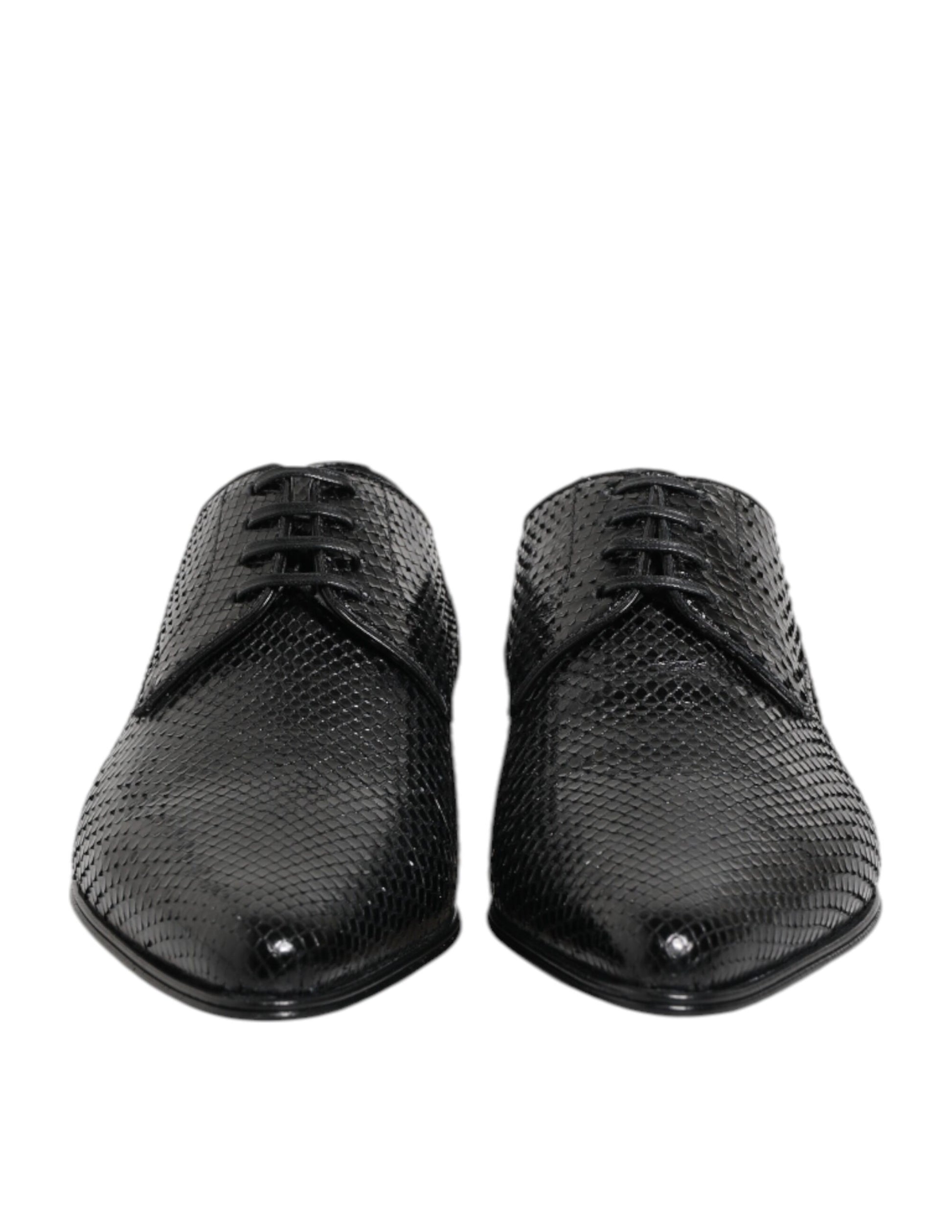 Chaussures Richelieu à lacets en cuir exotique noir Dolce & Gabbana