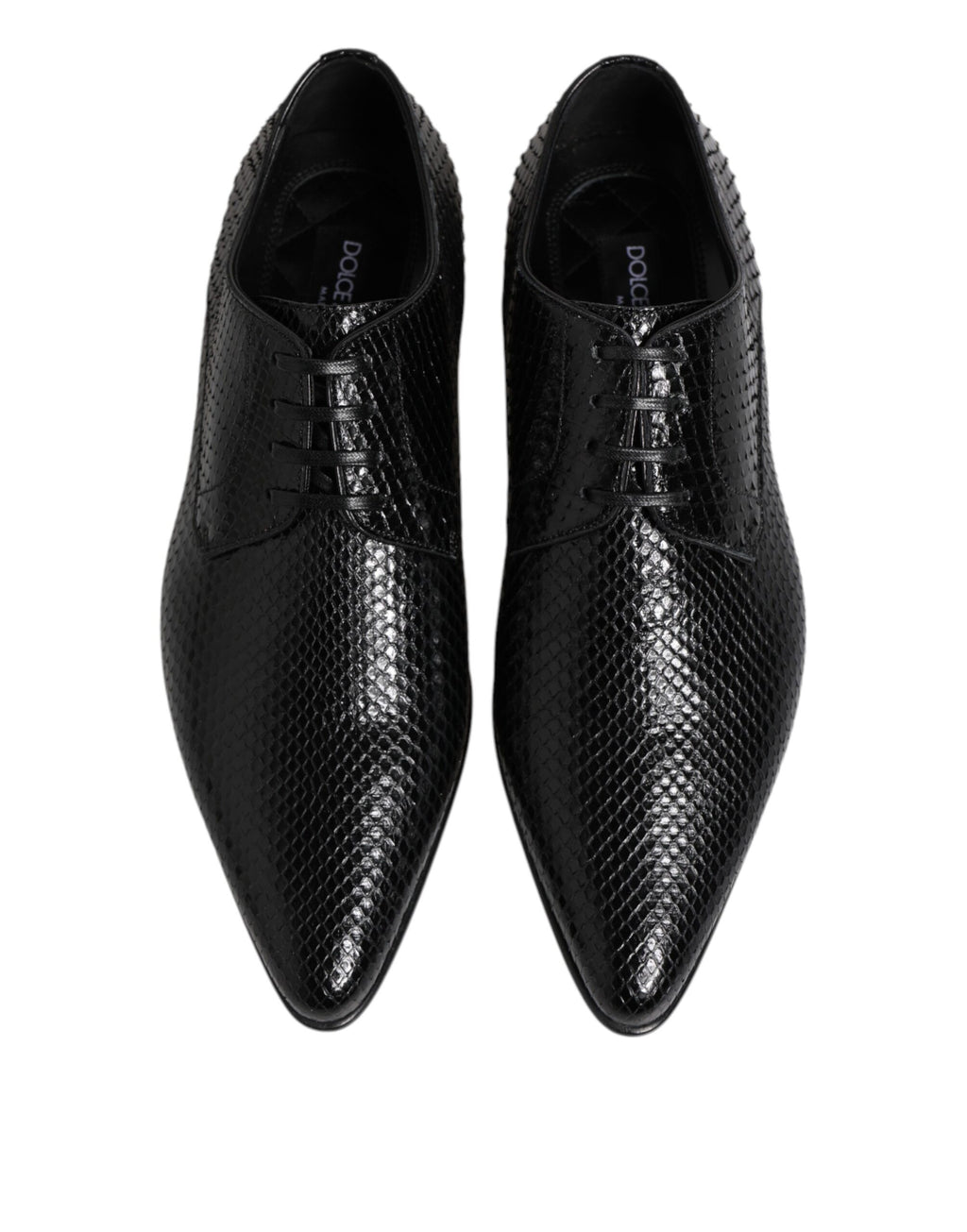 Chaussures Richelieu à lacets en cuir exotique noir Dolce & Gabbana