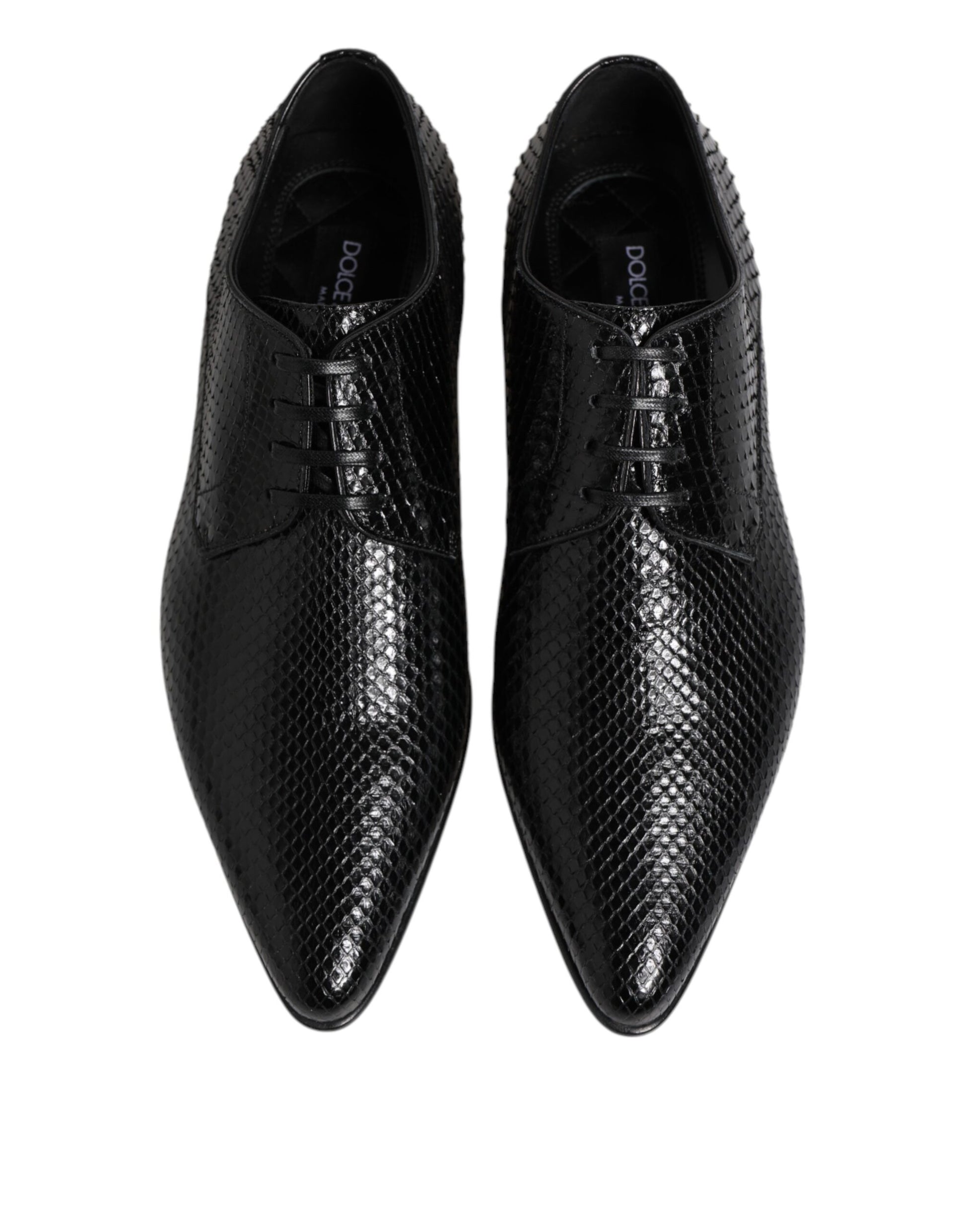 Chaussures Richelieu à lacets en cuir exotique noir Dolce & Gabbana