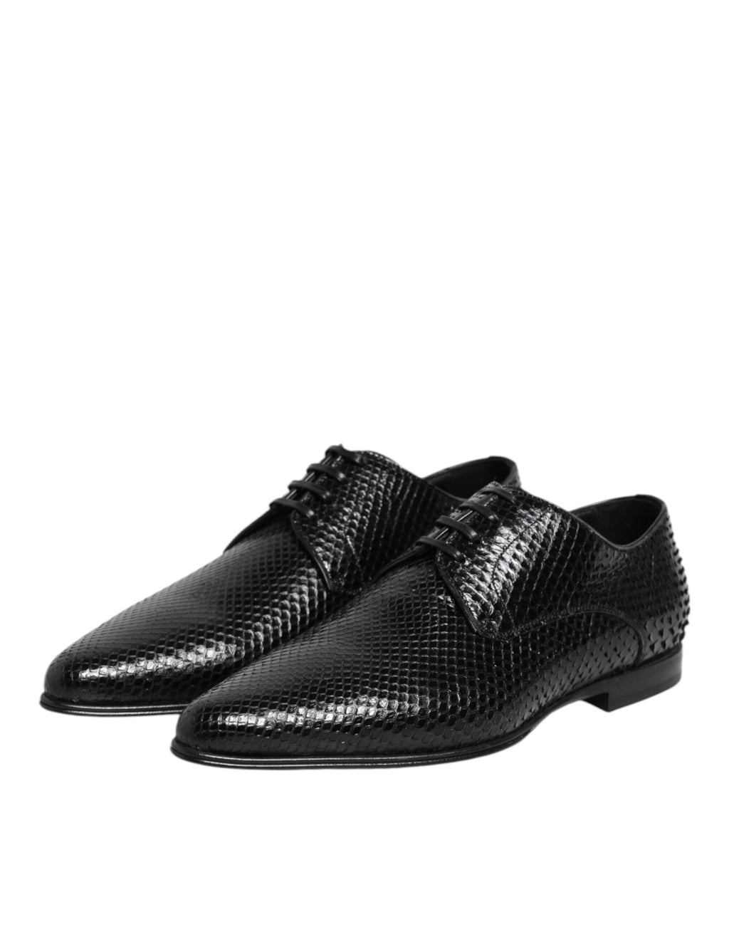 Chaussures Richelieu à lacets en cuir exotique noir Dolce & Gabbana
