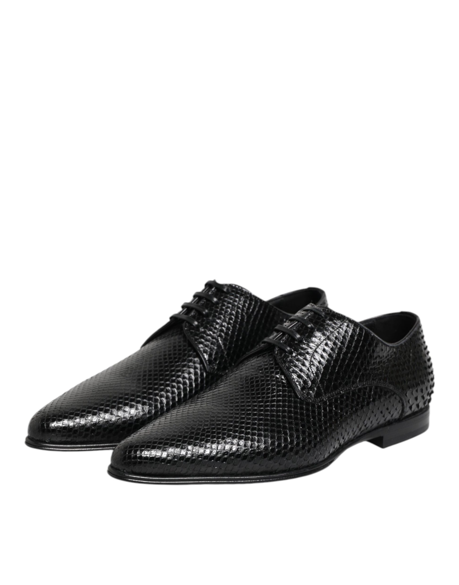 Chaussures Richelieu à lacets en cuir exotique noir Dolce & Gabbana