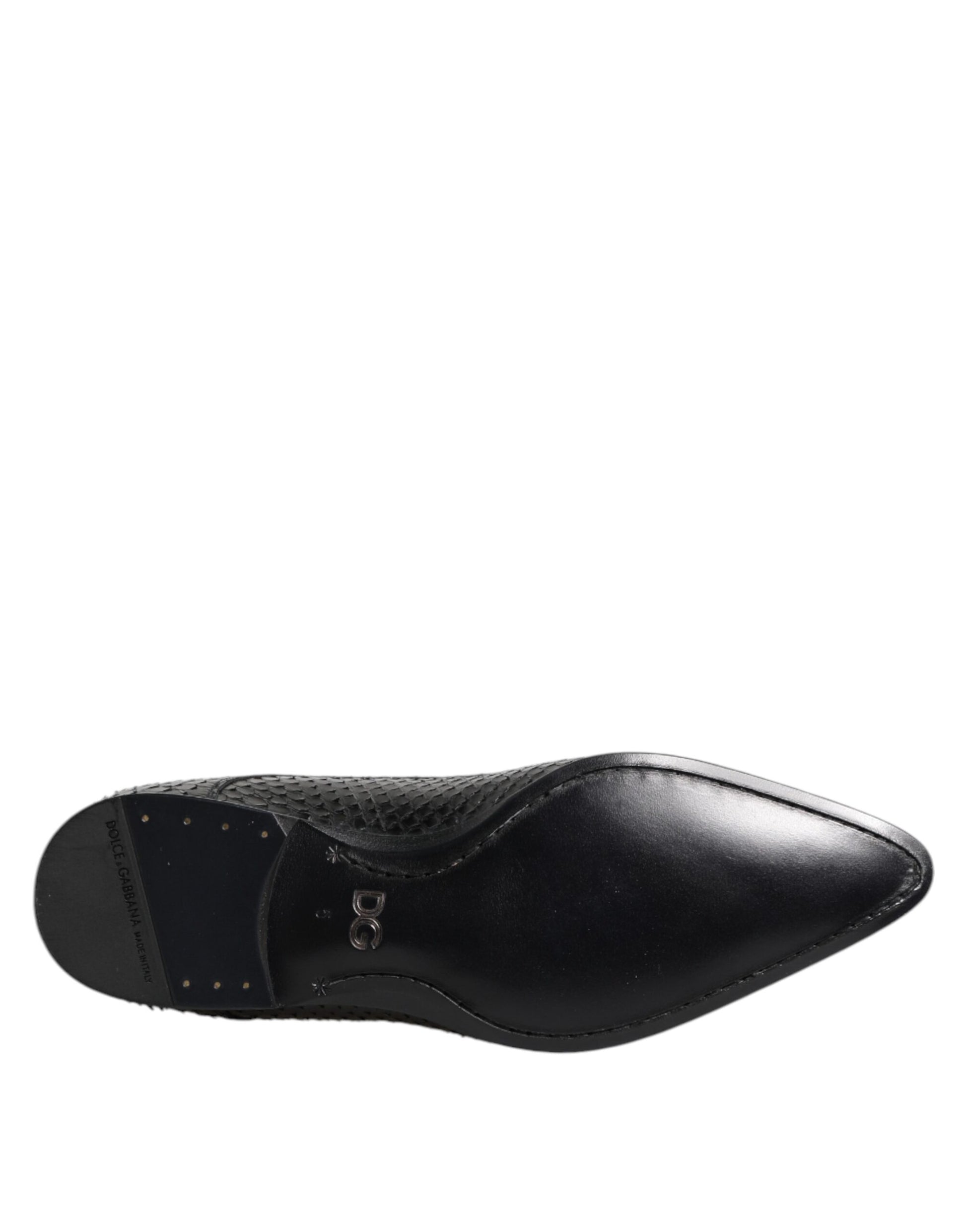 Chaussures Richelieu à lacets en cuir exotique noir Dolce & Gabbana