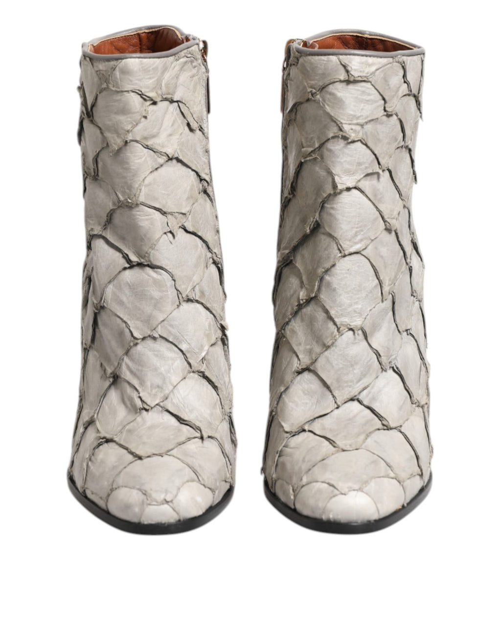 Dolce & Gabbana Off White Leather Heels Ankle Boots Shoes