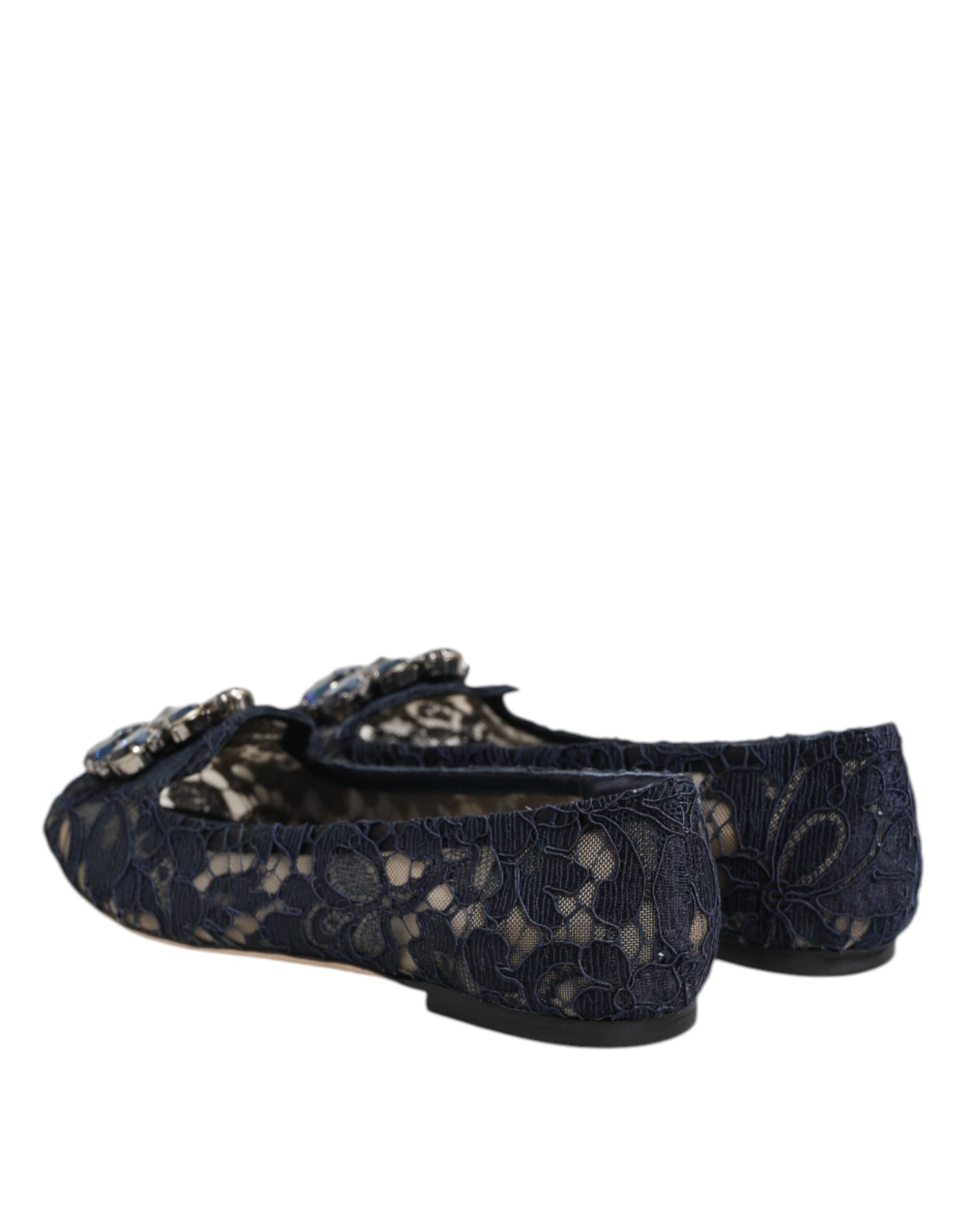 Dolce &amp; Gabbana – Taormina – Flache Schuhe mit Spitzen und Kristallen in Blau