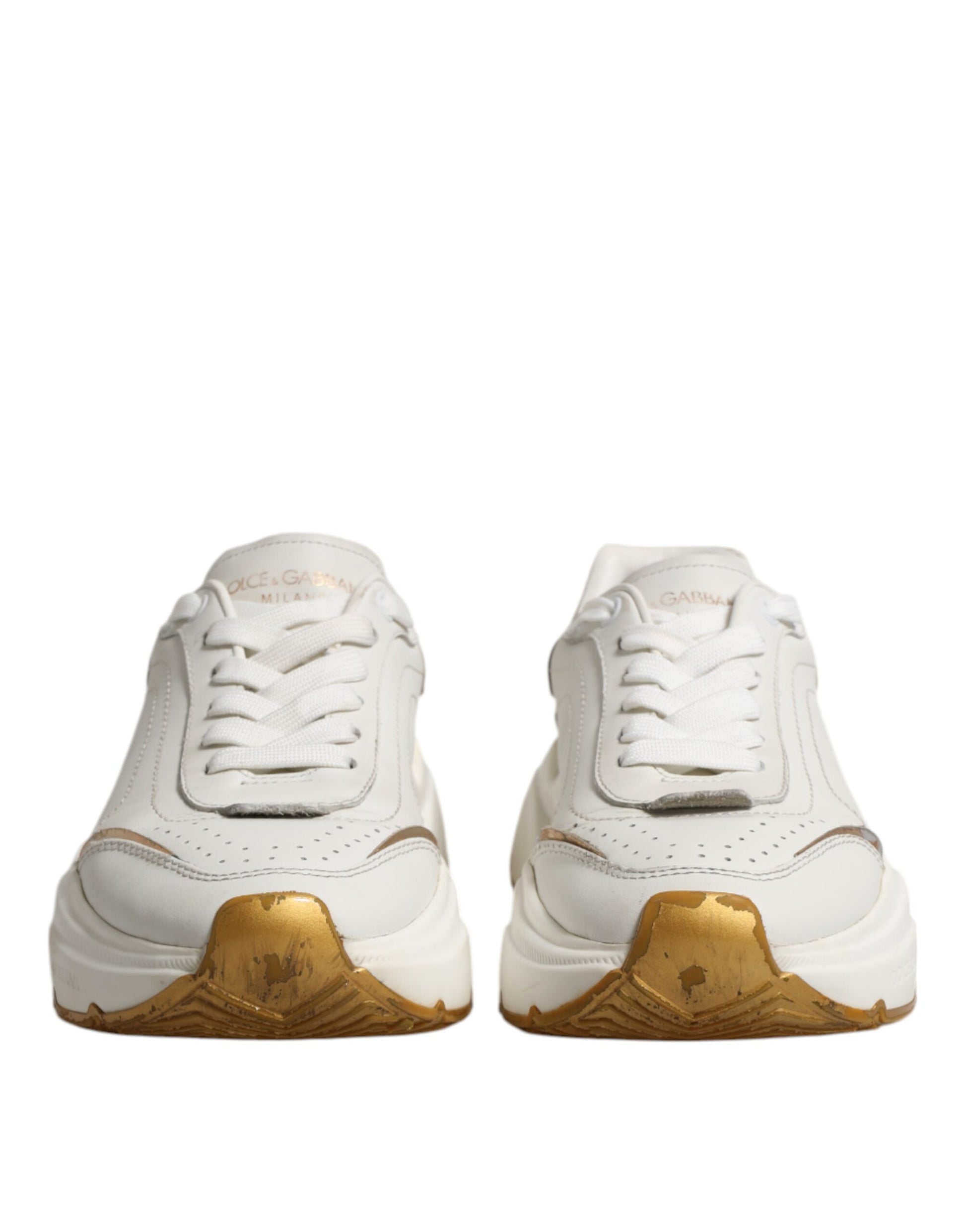 Dolce & Gabbana White Gold Daymaster Low Top Sneakers Shoes