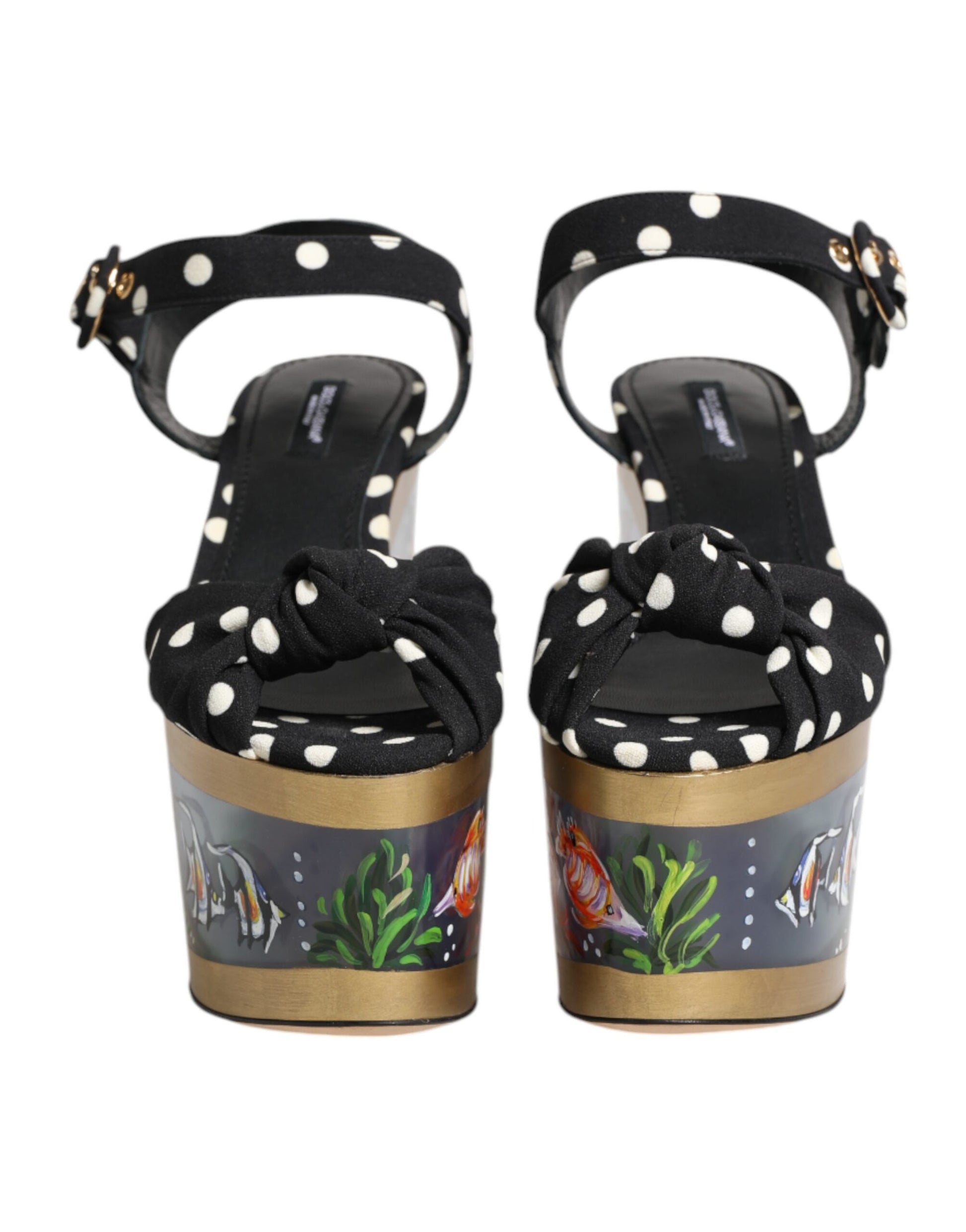 Sandales Compensées Dolce & Gabbana Motif Pois et Poissons Multicolores