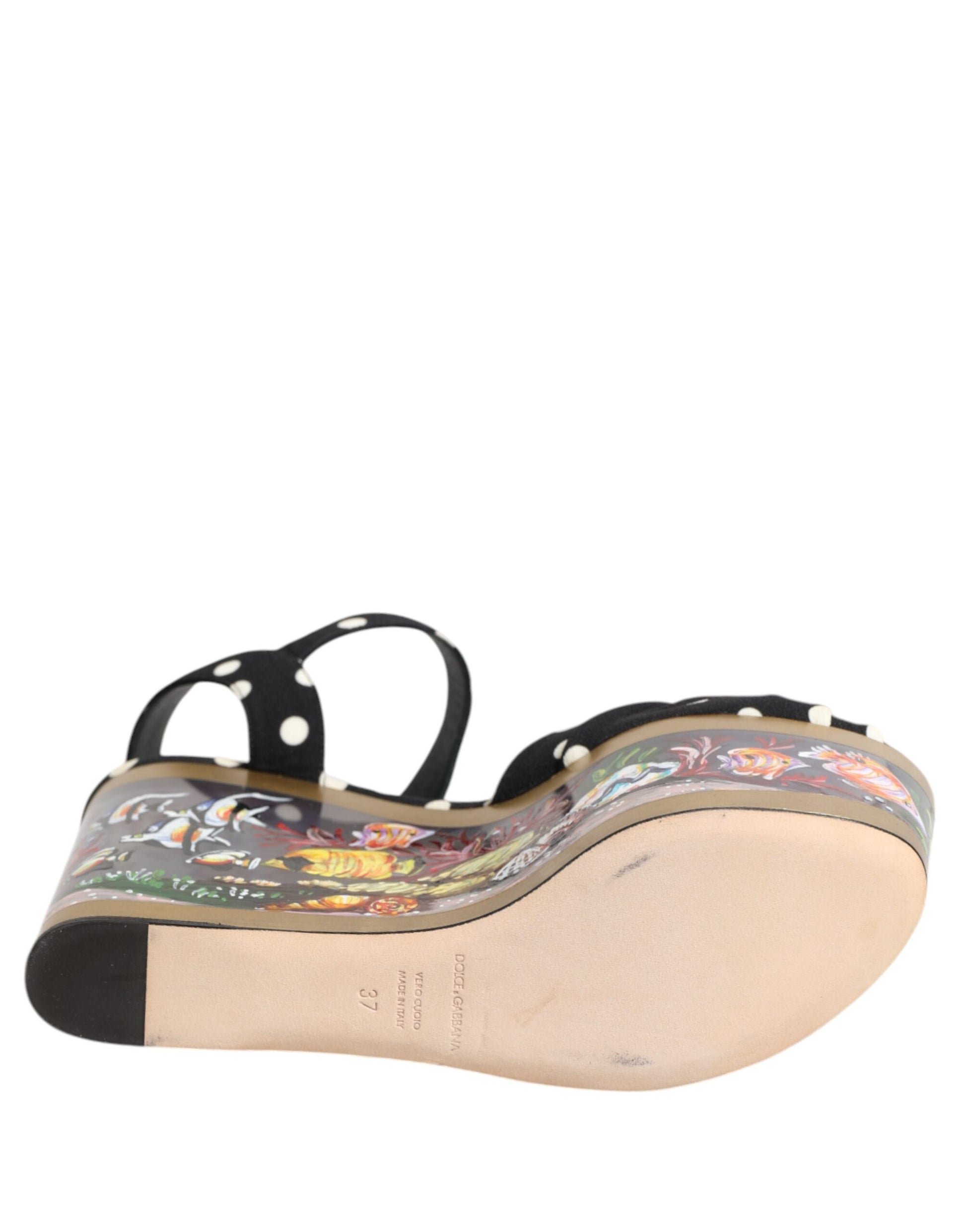 Sandales Compensées Dolce & Gabbana Motif Pois et Poissons Multicolores