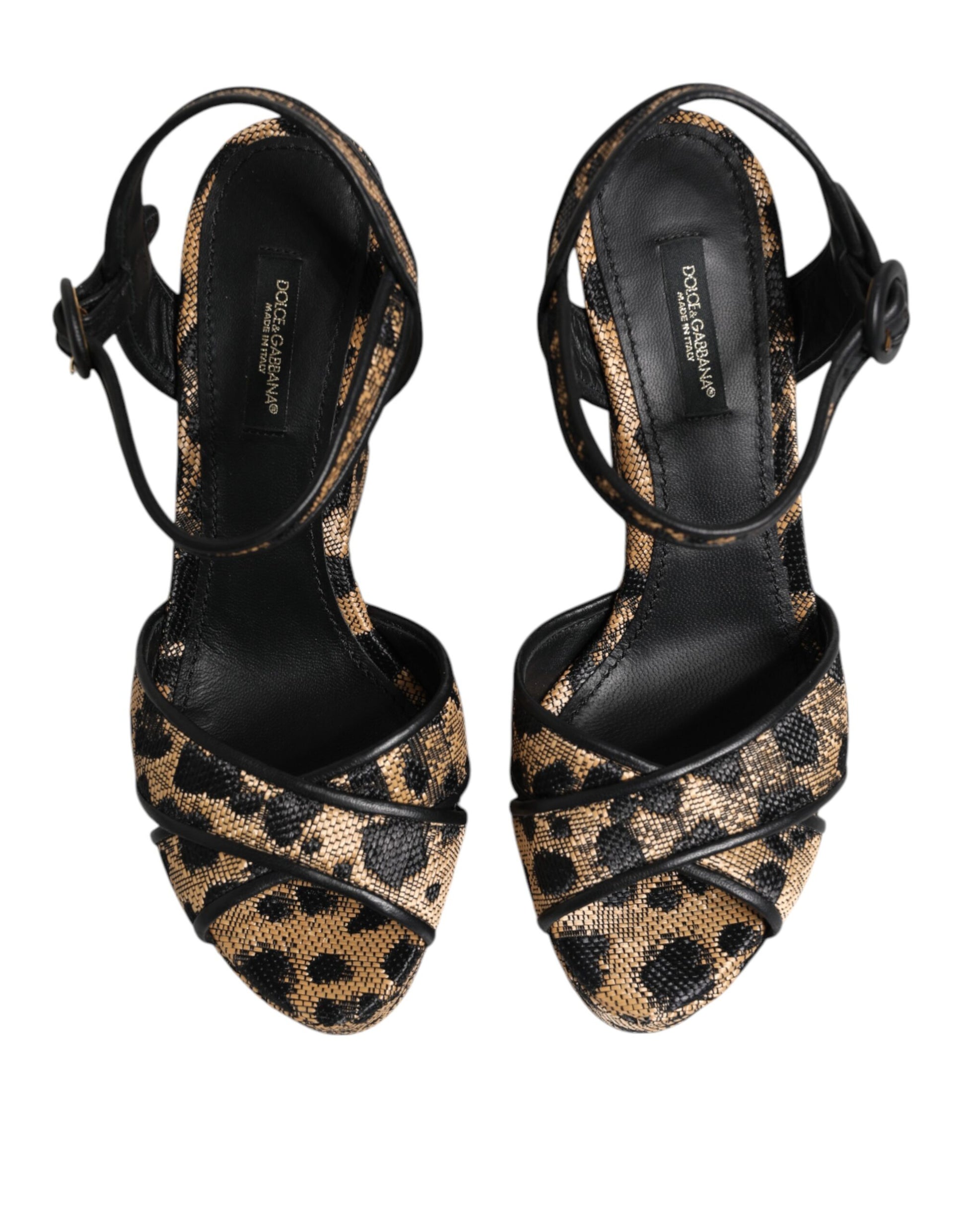 Sandales Compensées Dolce & Gabbana Léopard Marron à Bride Cheville