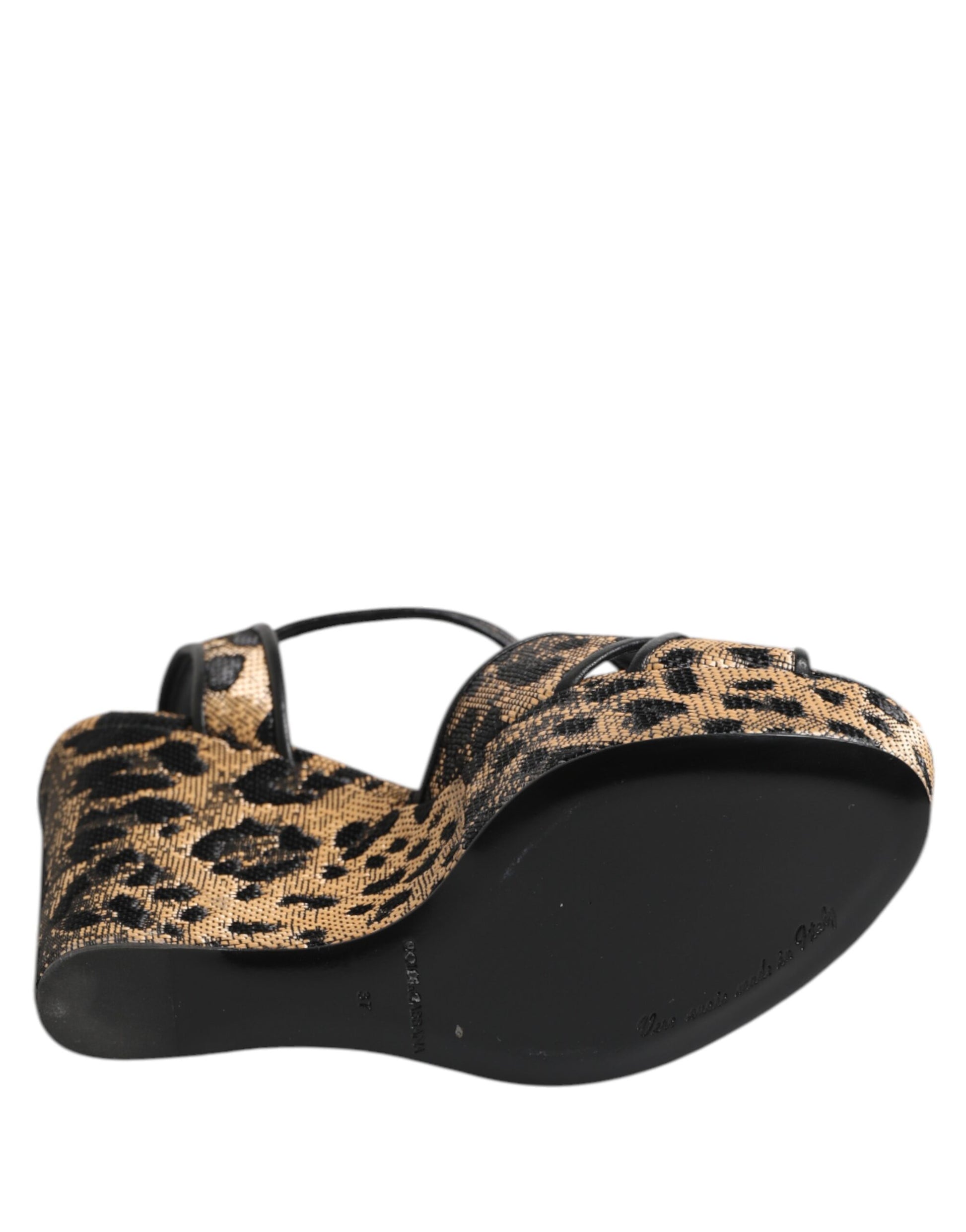 Sandales Compensées Dolce & Gabbana Léopard Marron à Bride Cheville