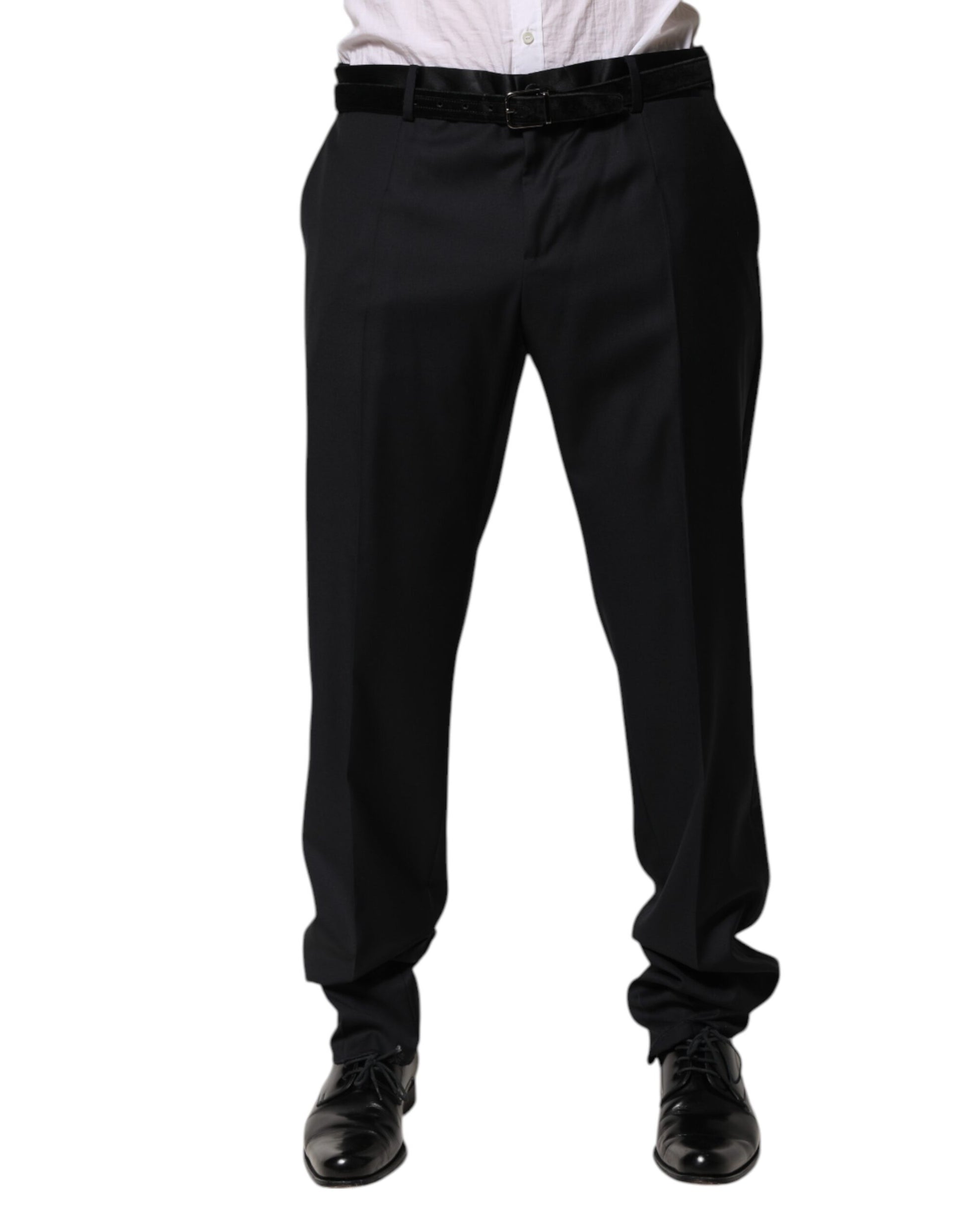 Pantalon de costume de cérémonie homme en laine noire Dolce & Gabbana