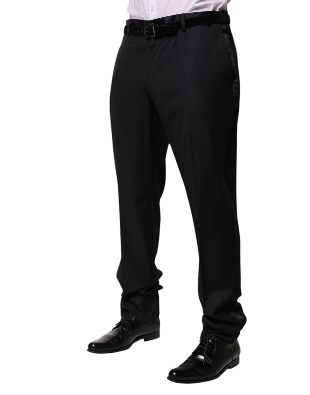 Pantalon de costume de cérémonie homme en laine noire Dolce & Gabbana