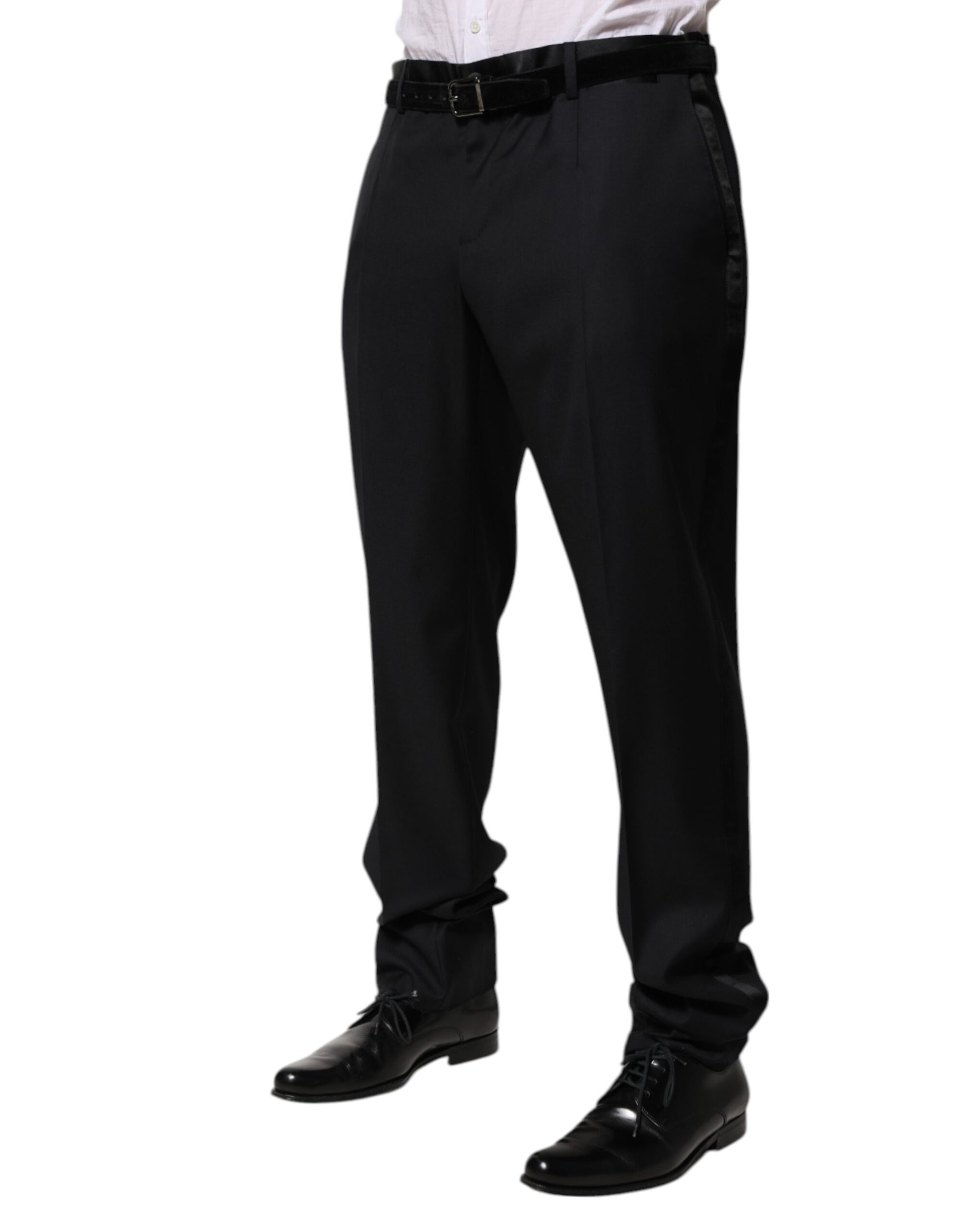 Pantalon de costume de cérémonie homme en laine noire Dolce & Gabbana