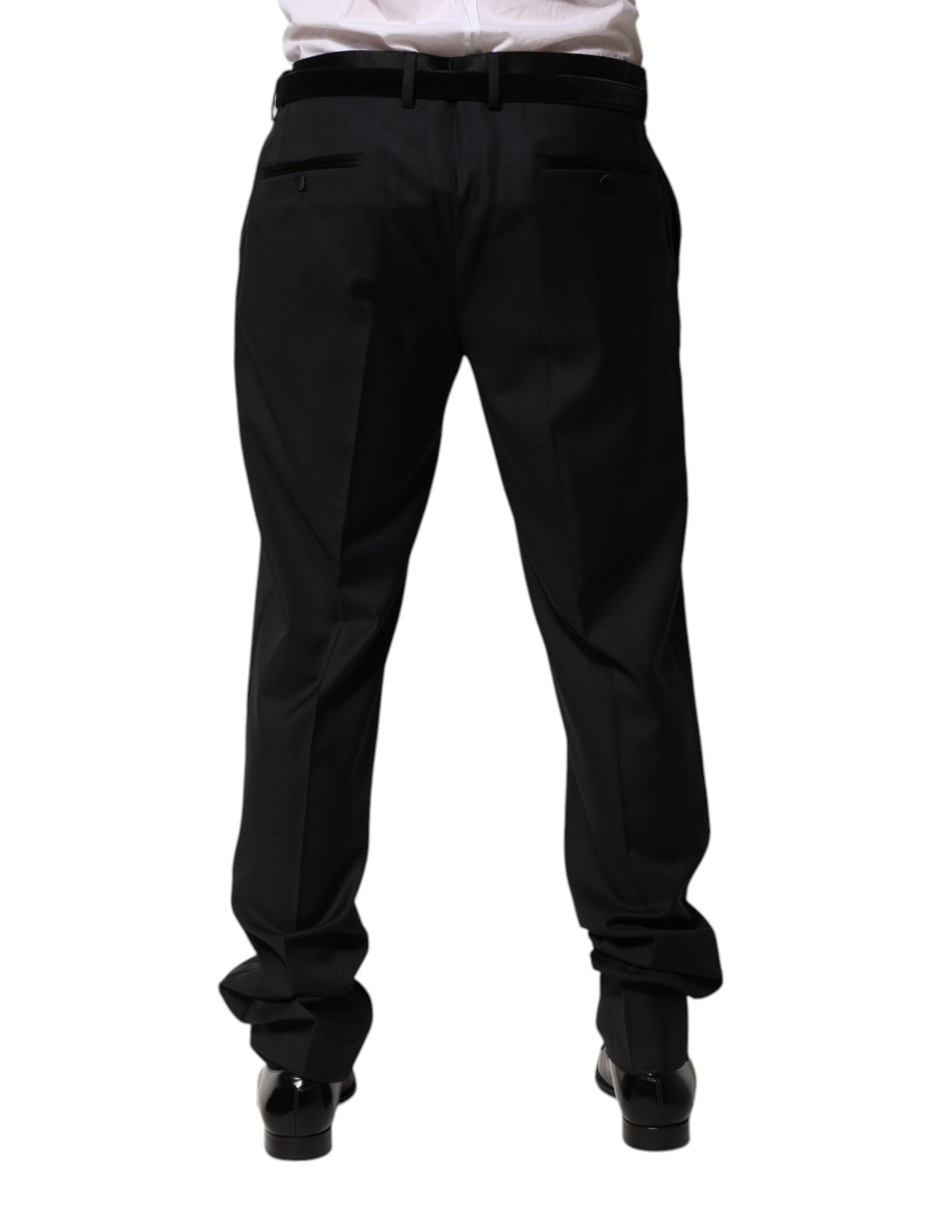 Pantalon de costume de cérémonie homme en laine noire Dolce & Gabbana