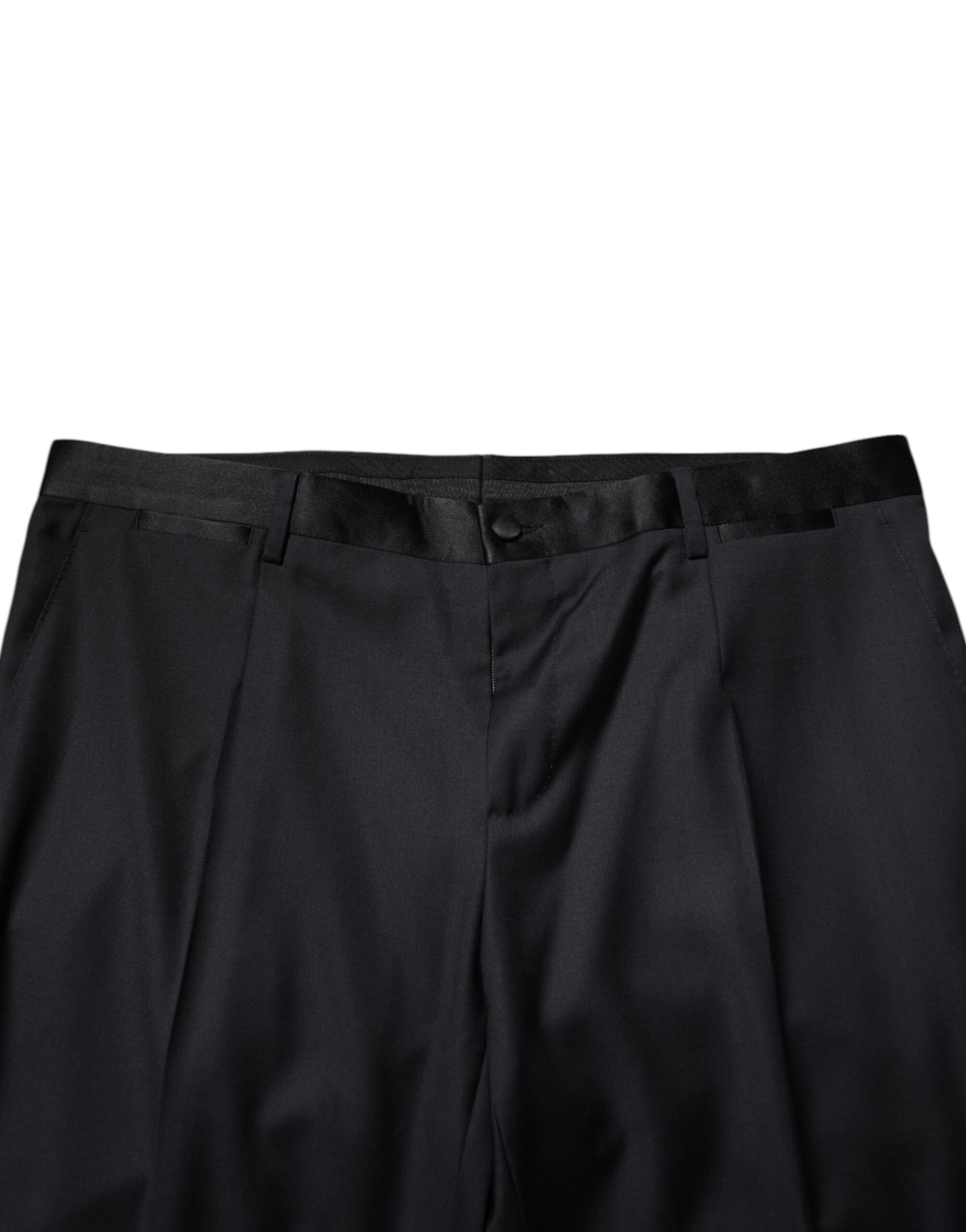 Pantalon de costume de cérémonie homme en laine noire Dolce & Gabbana