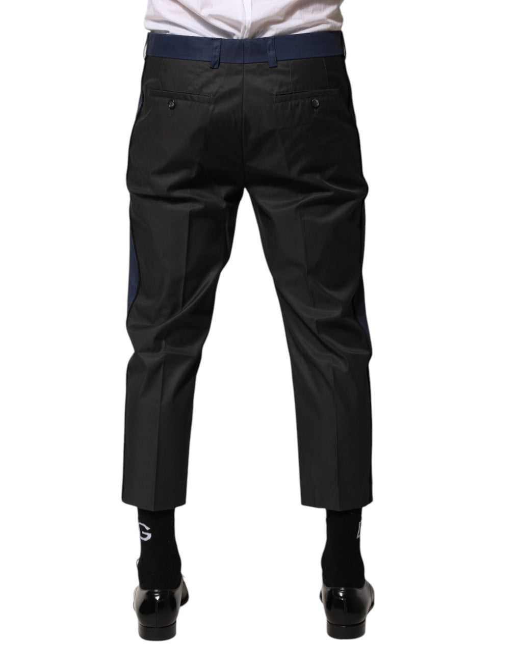 Pantalon Capri Chino Court 3/4 en Coton Gris-Bleu Dolce & Gabbana