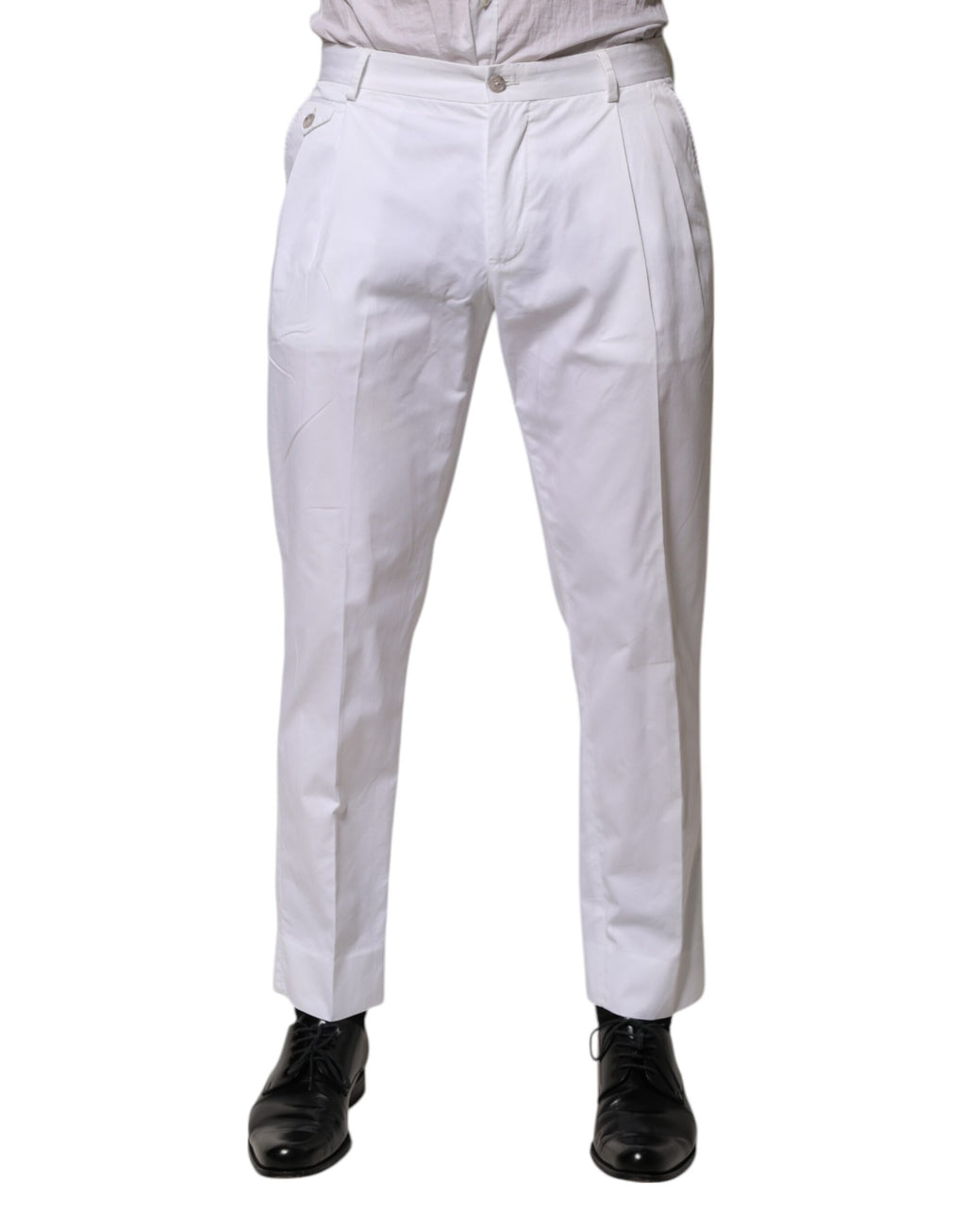 Robe en coton blanc, pantalon de costume slim Dolce & Gabbana