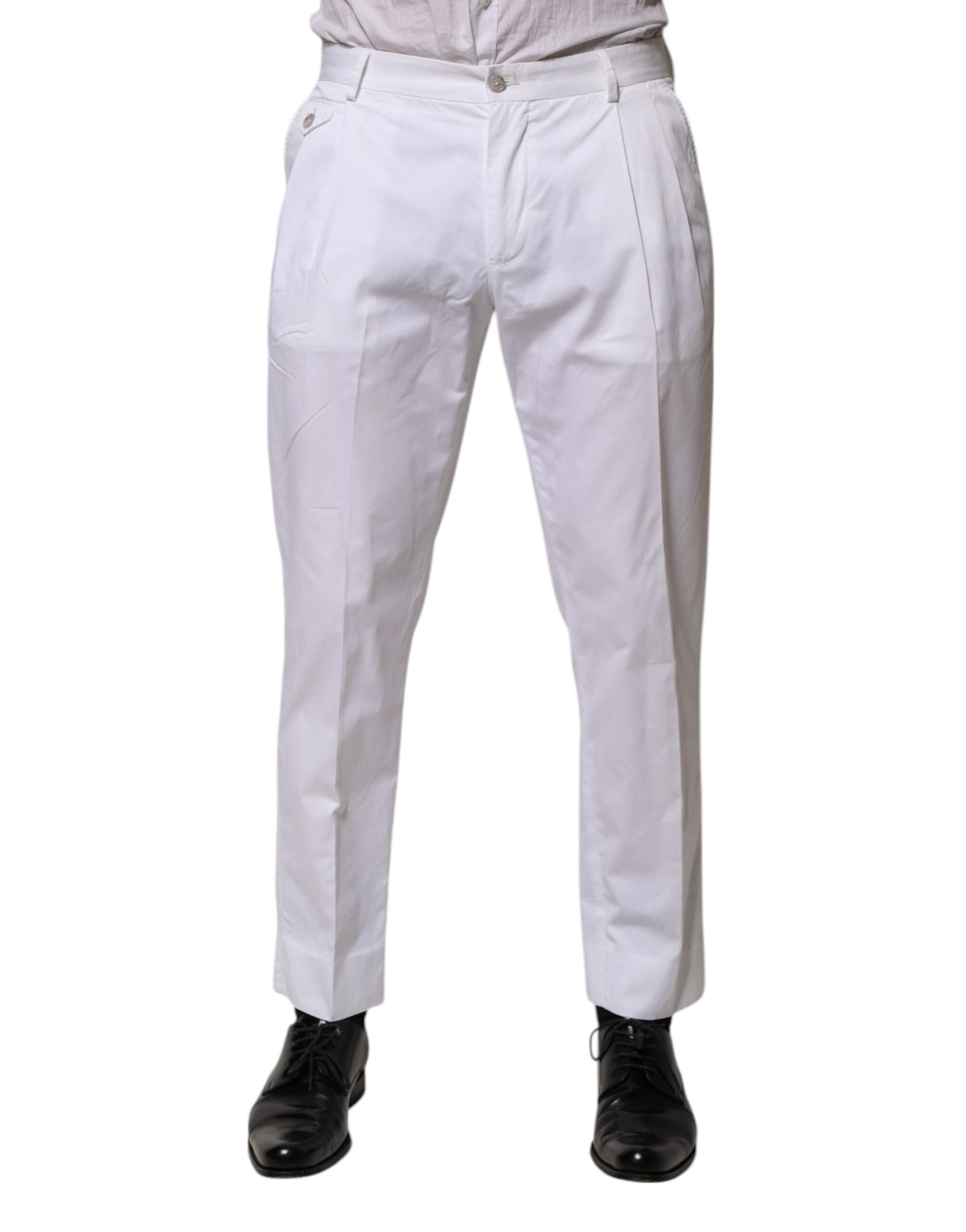 Robe en coton blanc, pantalon de costume slim Dolce & Gabbana