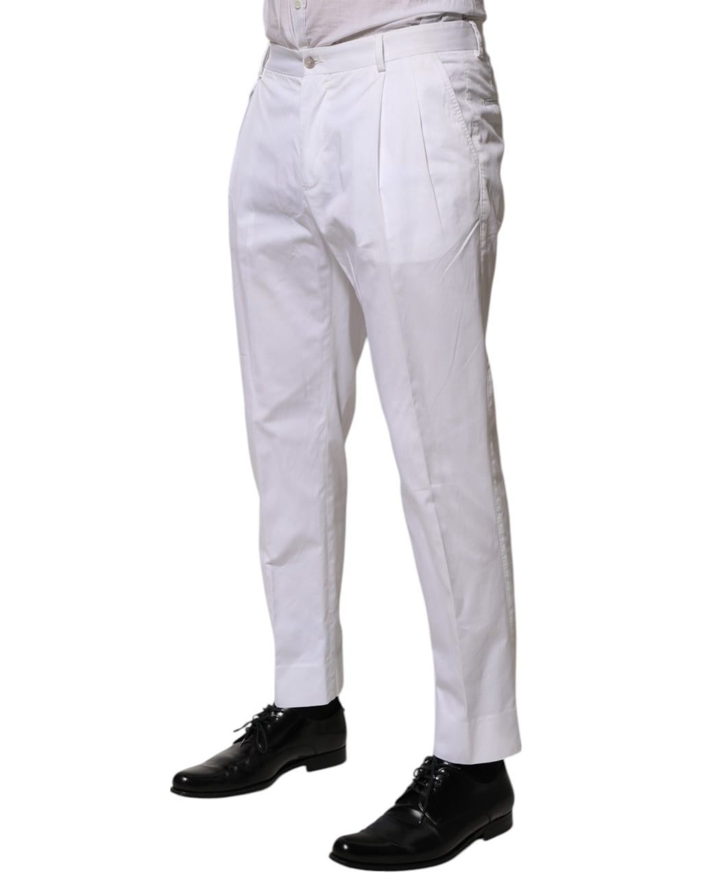 Robe en coton blanc, pantalon de costume slim Dolce & Gabbana