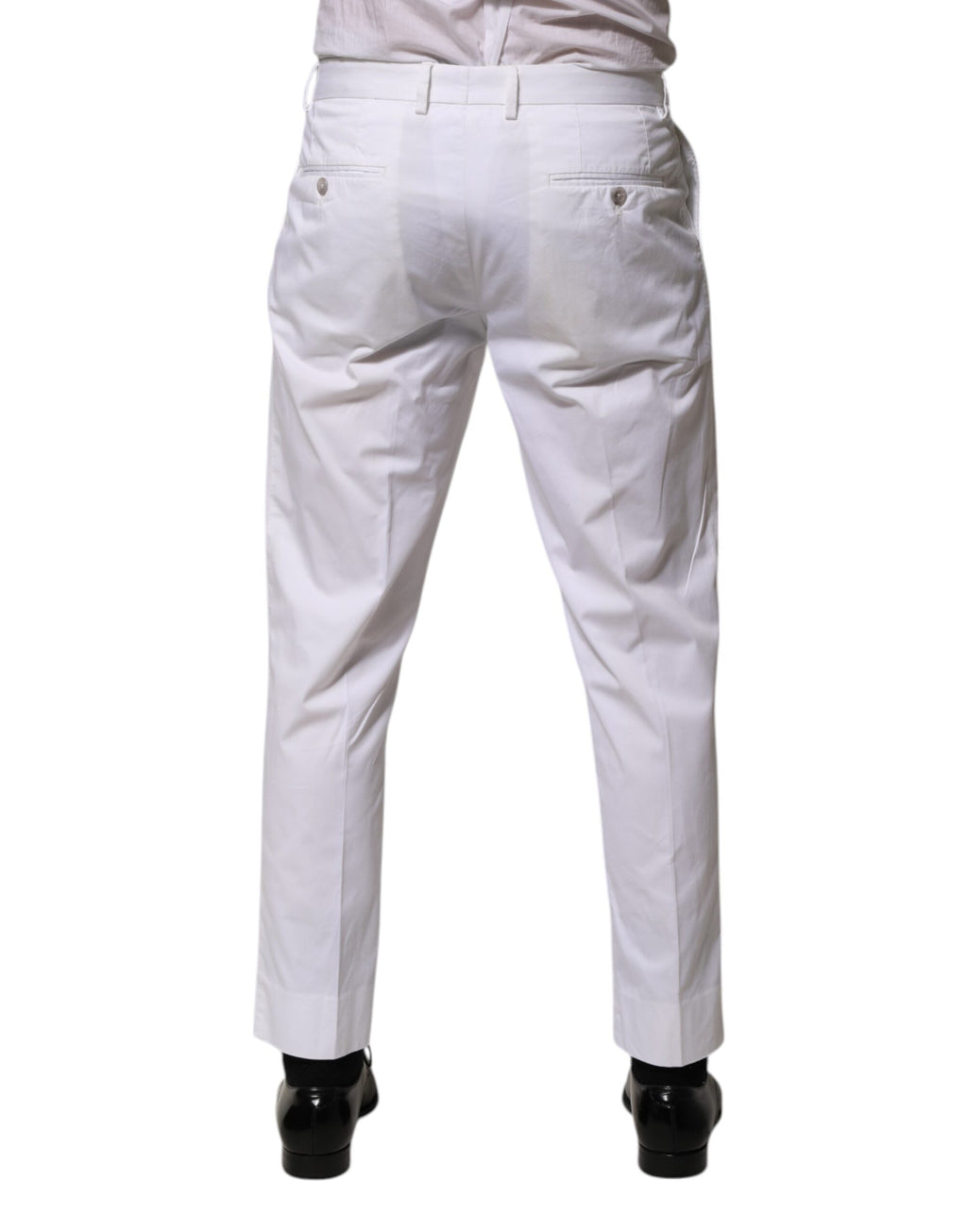 Robe en coton blanc, pantalon de costume slim Dolce & Gabbana