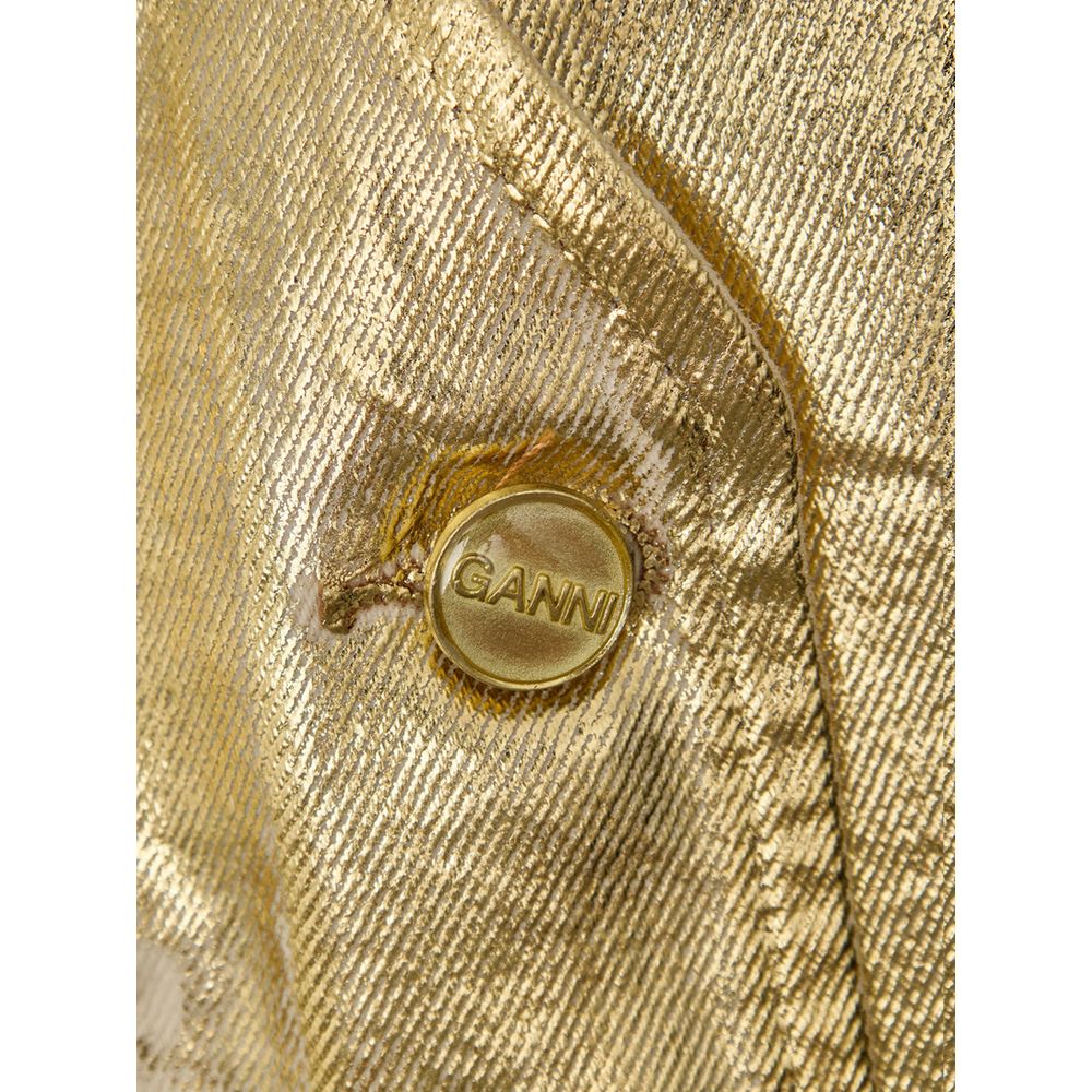 Ganni – Ärmellose Jacke aus goldener Baumwolle
