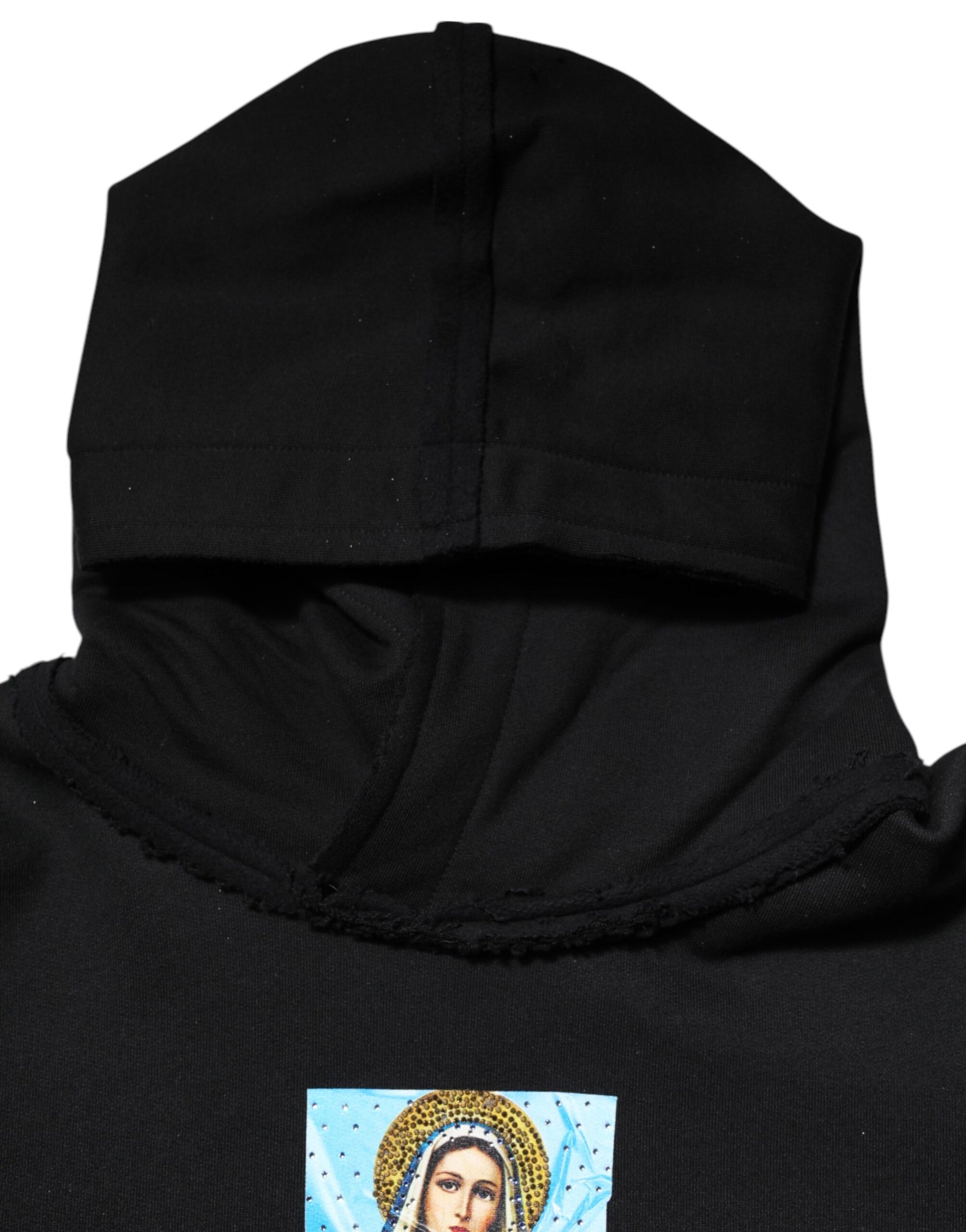 Dolce & Gabbana Sweat à capuche noir imprimé Veste ornée de cristaux