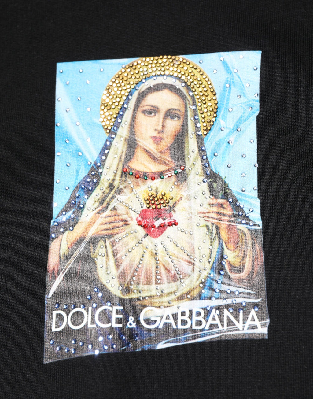 Dolce & Gabbana Sweat à capuche noir imprimé Veste ornée de cristaux