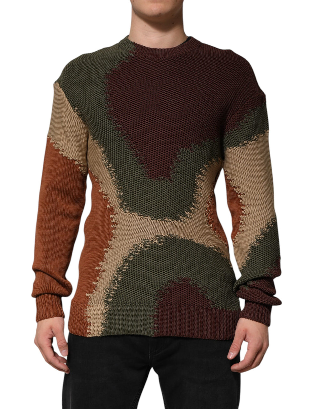 Pull-over en coton multicolore à motif abstrait pour homme Dolce & Gabbana