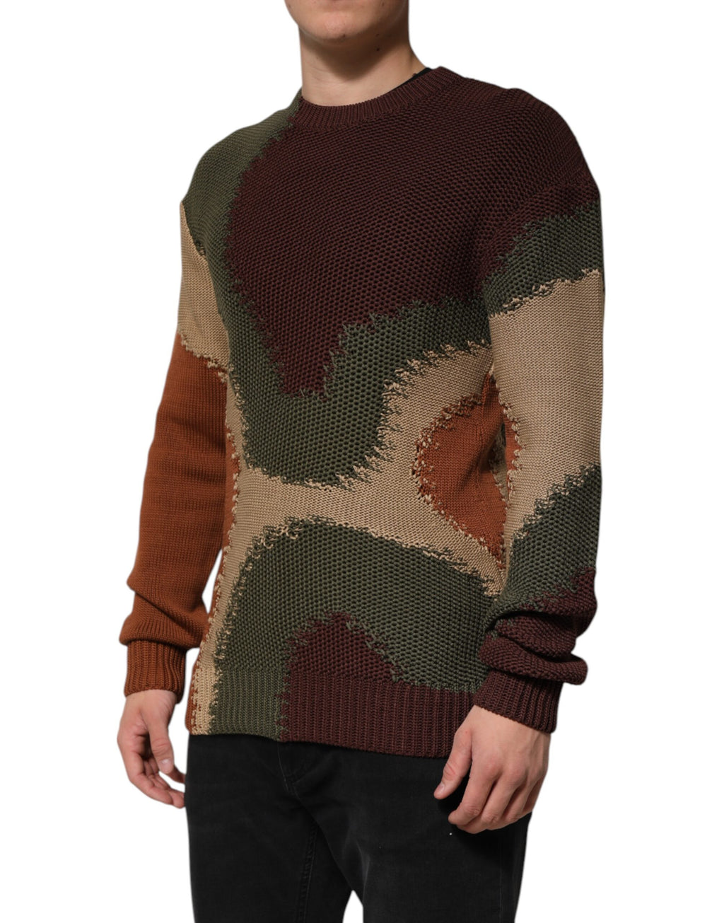 Pull-over en coton multicolore à motif abstrait pour homme Dolce & Gabbana