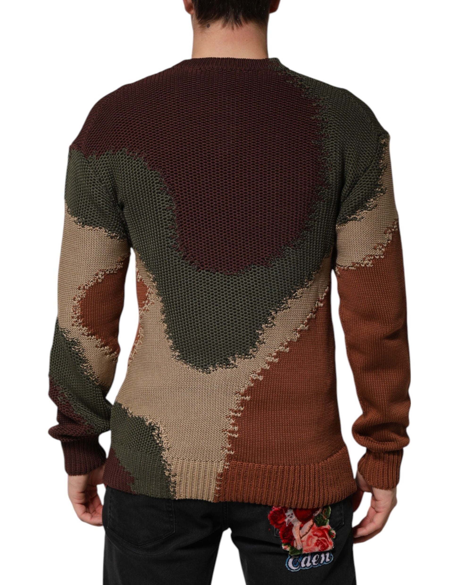 Pull-over en coton multicolore à motif abstrait pour homme Dolce & Gabbana