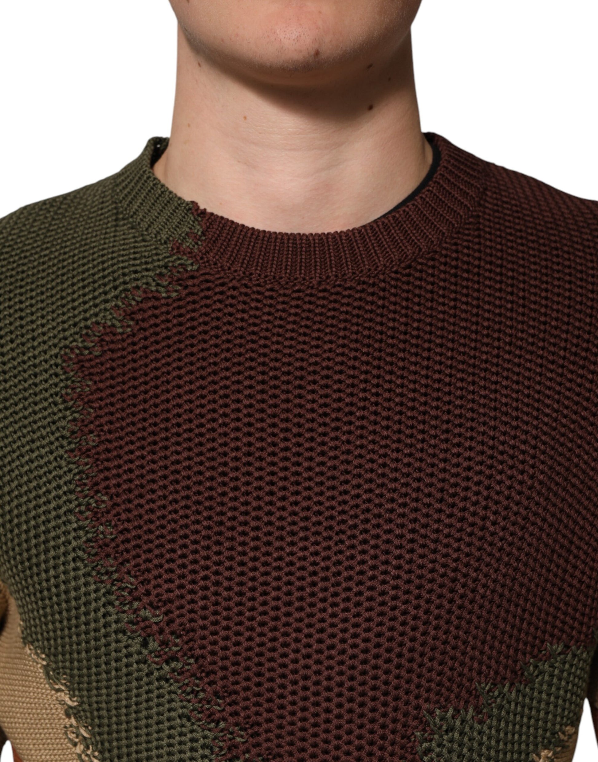 Pull-over en coton multicolore à motif abstrait pour homme Dolce & Gabbana