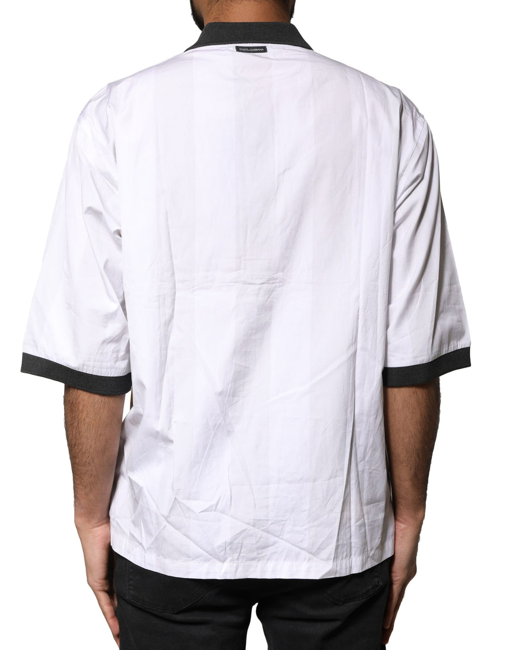 T-shirt Polo Homme Oversize Dolce & Gabbana Imprimé Esquisse Blanc