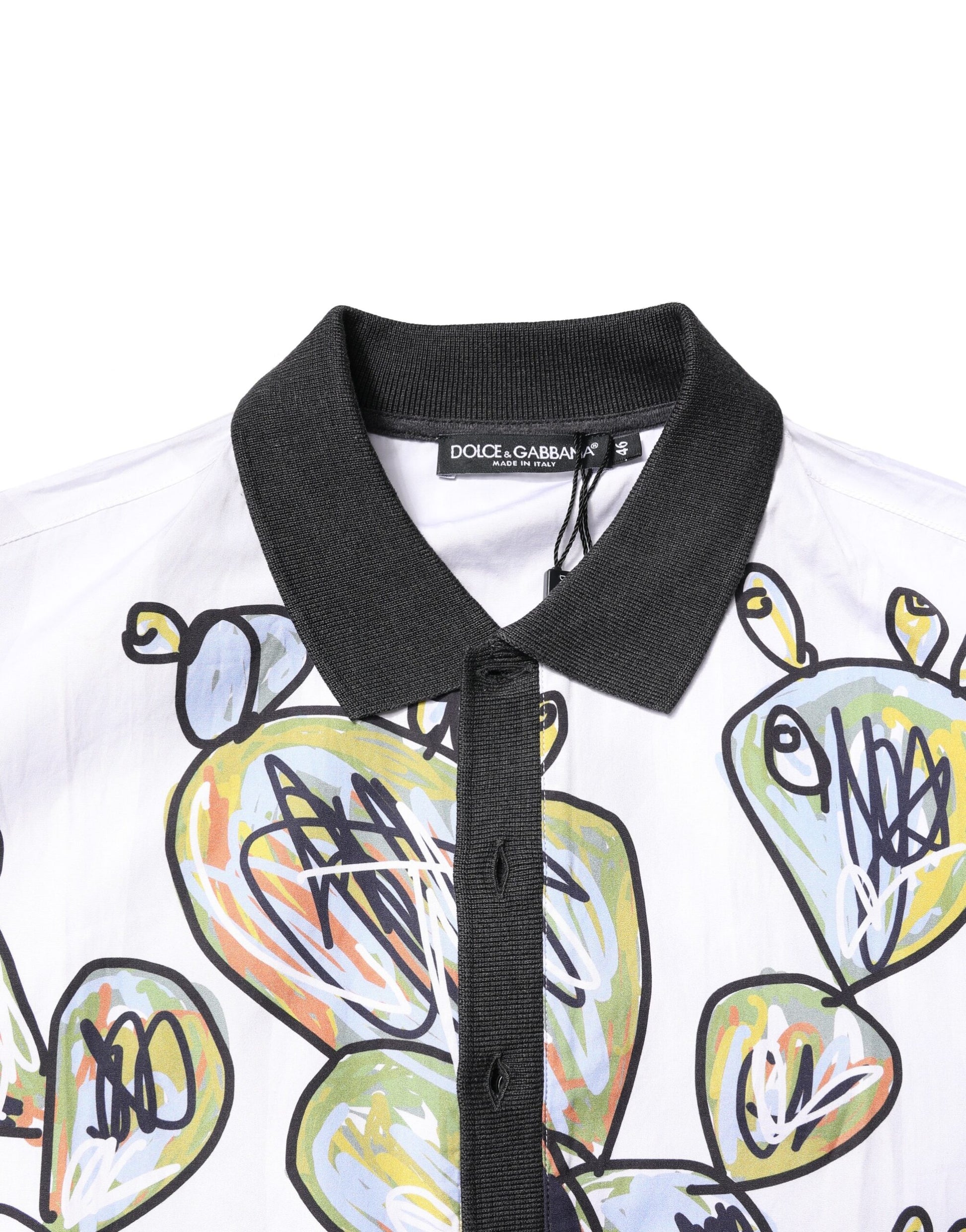 T-shirt Polo Homme Oversize Dolce & Gabbana Imprimé Esquisse Blanc