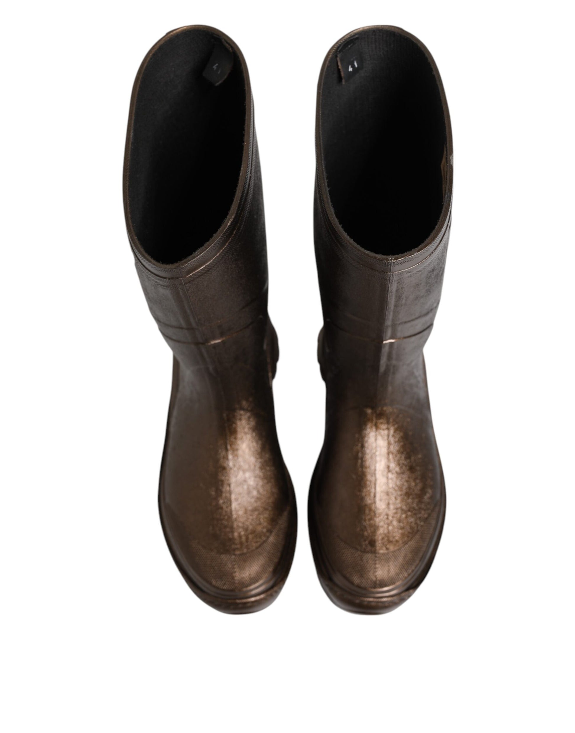 Bottes de pluie Dolce & Gabbana en bronze métallique à enfiler