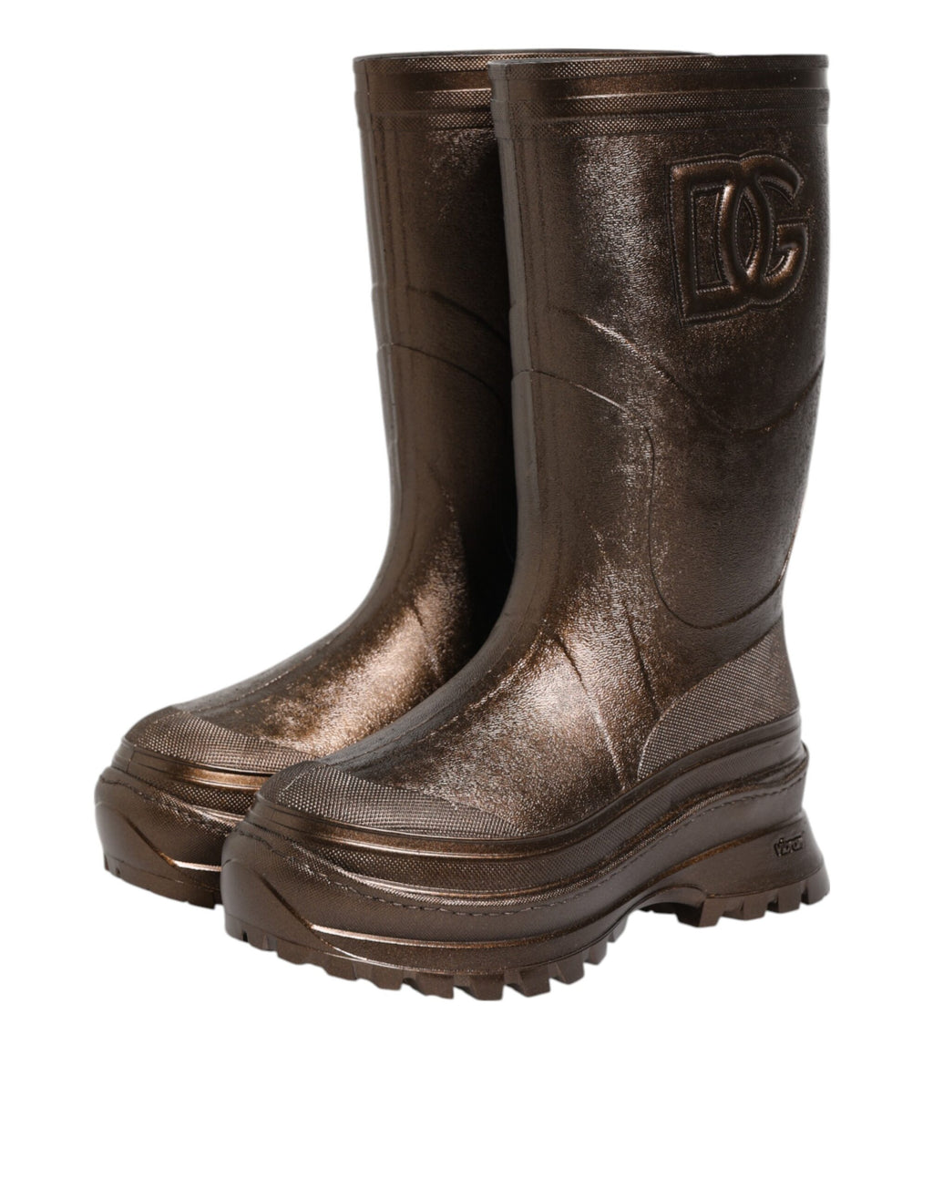 Bottes de pluie Dolce & Gabbana en bronze métallique à enfiler
