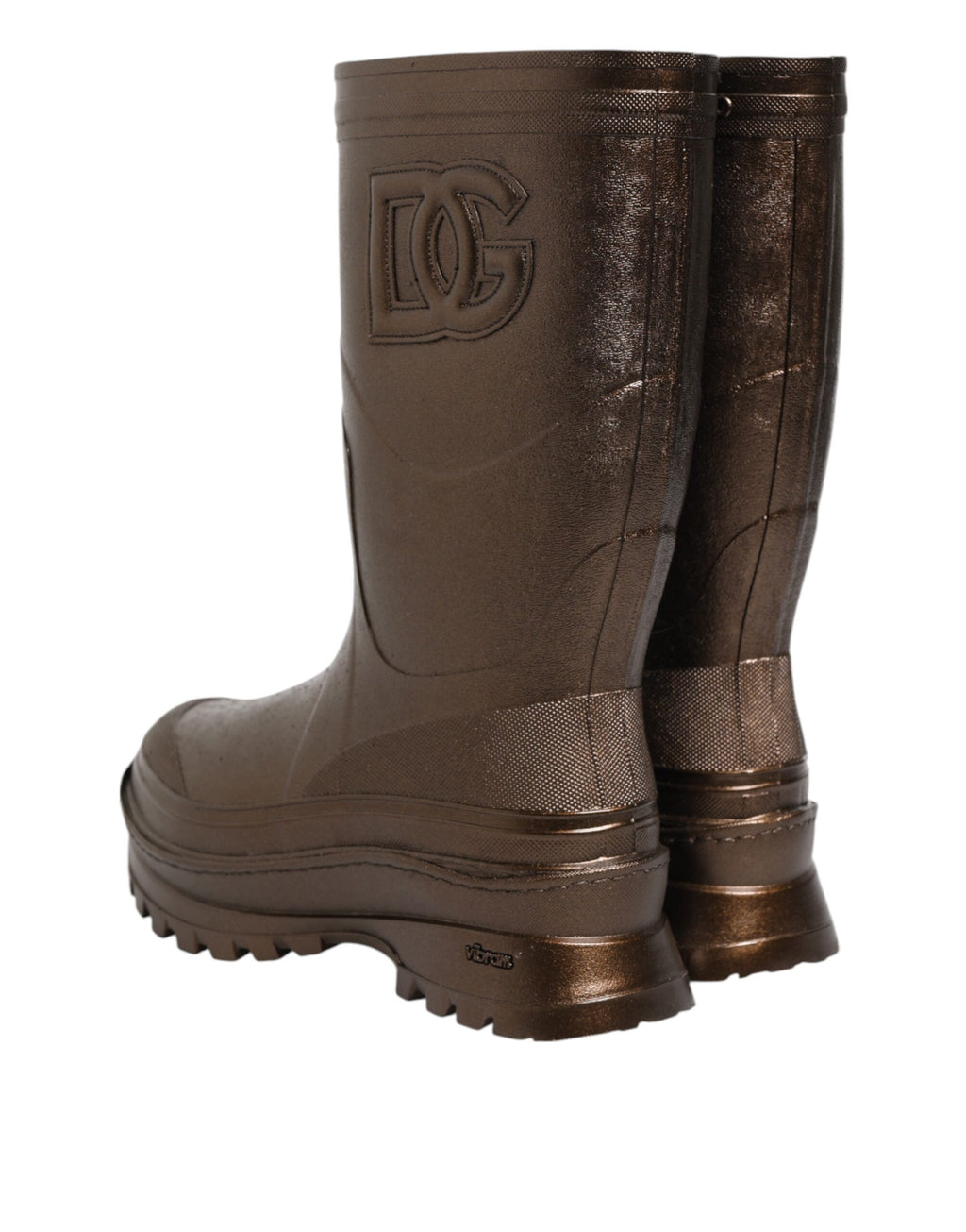 Bottes de pluie Dolce & Gabbana en bronze métallique à enfiler