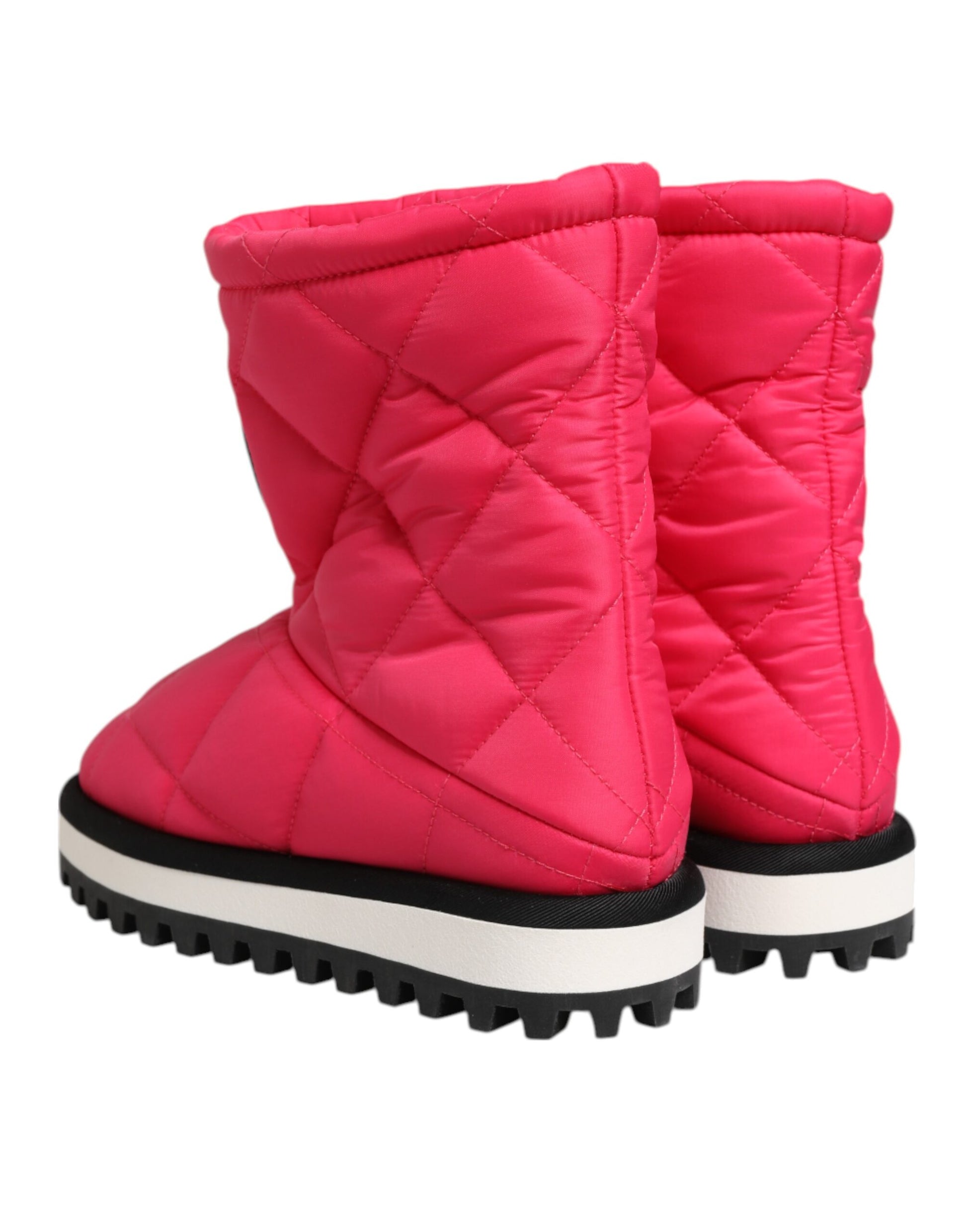 Chaussures bottes mi-mollet rembourrées en viscose rose et blanche Dolce & Gabbana