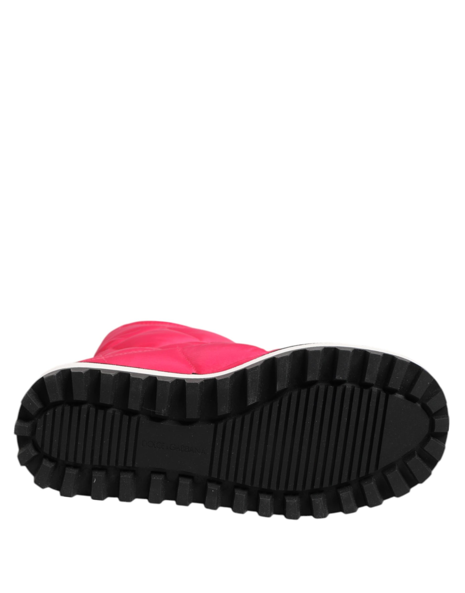 Chaussures bottes mi-mollet rembourrées en viscose rose et blanche Dolce & Gabbana