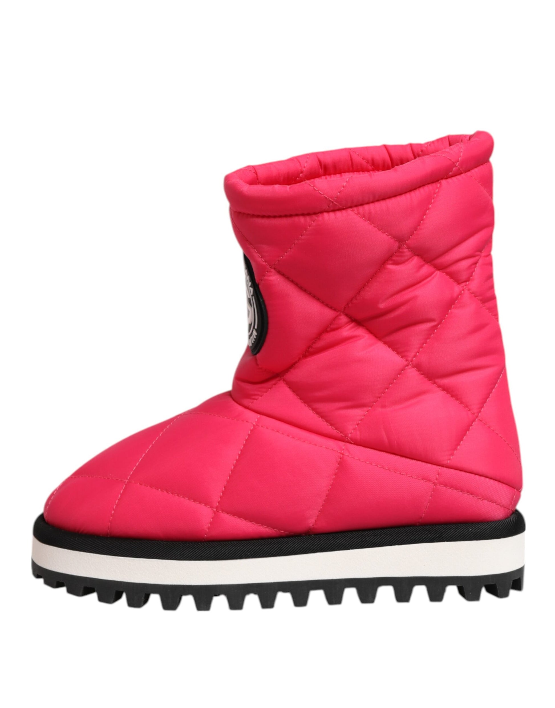 Chaussures bottes mi-mollet rembourrées en viscose rose et blanche Dolce & Gabbana