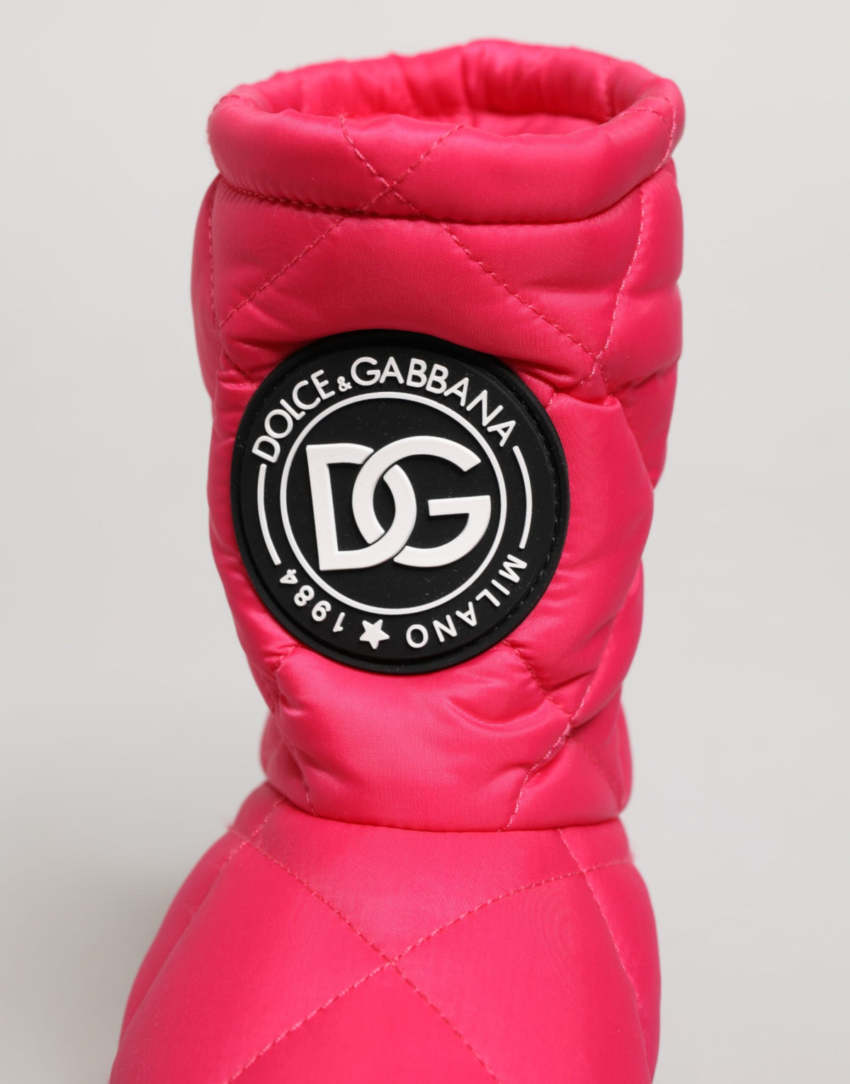 Chaussures bottes mi-mollet rembourrées en viscose rose et blanche Dolce & Gabbana