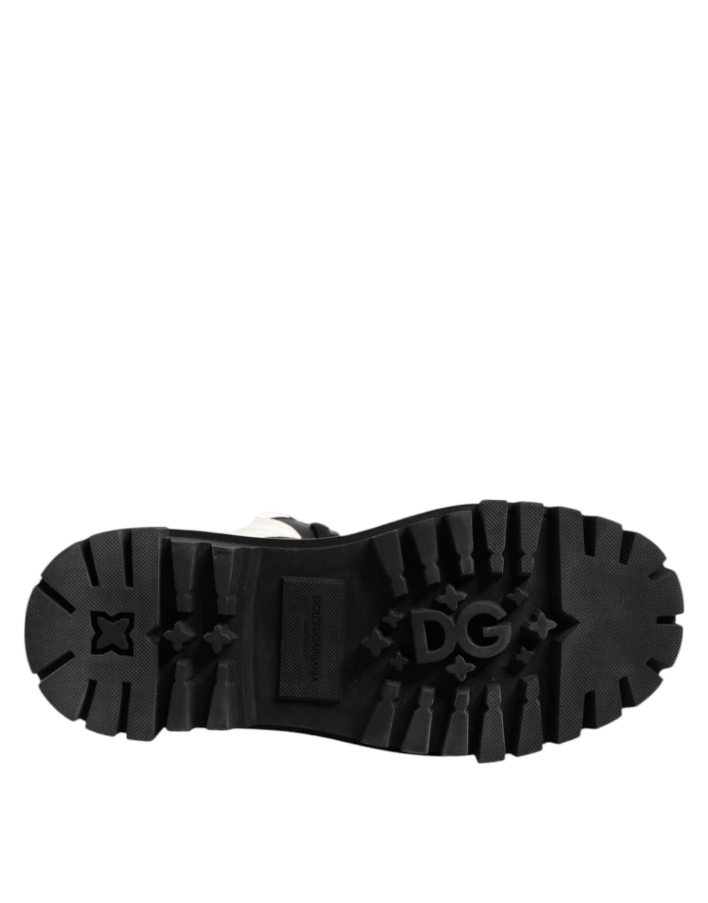 Bottes mi-mollet lacées matelassées noires et blanches Dolce & Gabbana