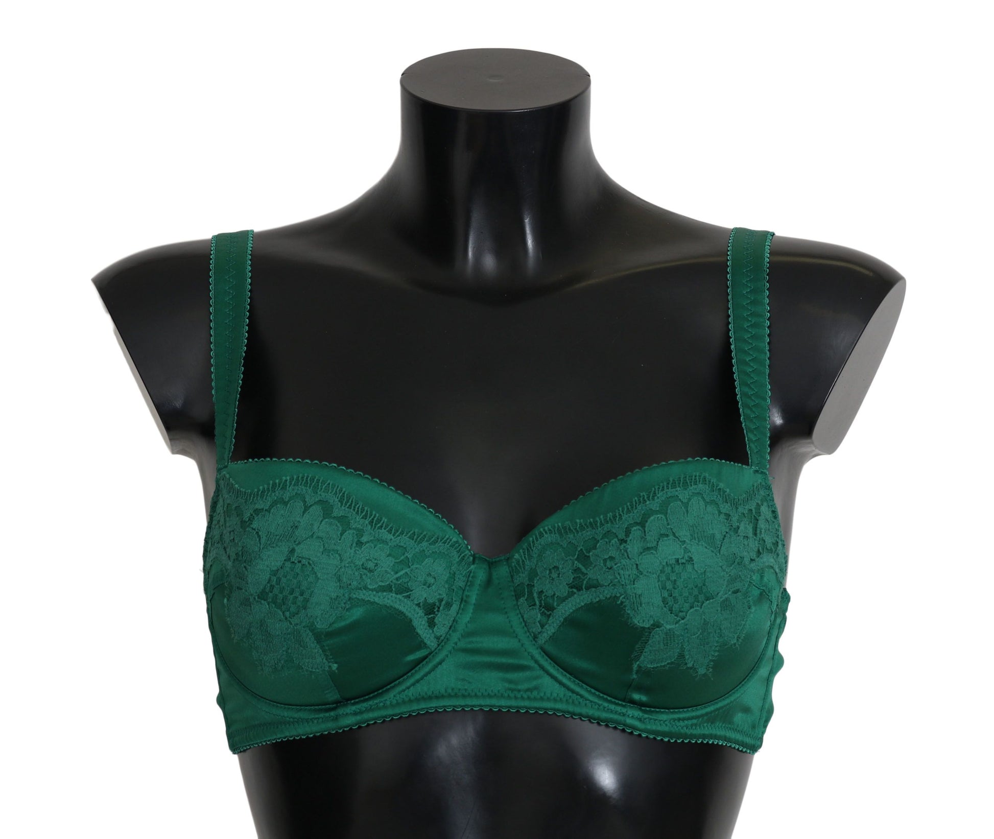 Soutien-gorge en dentelle florale extensible en soie verte Dolce & Gabbana