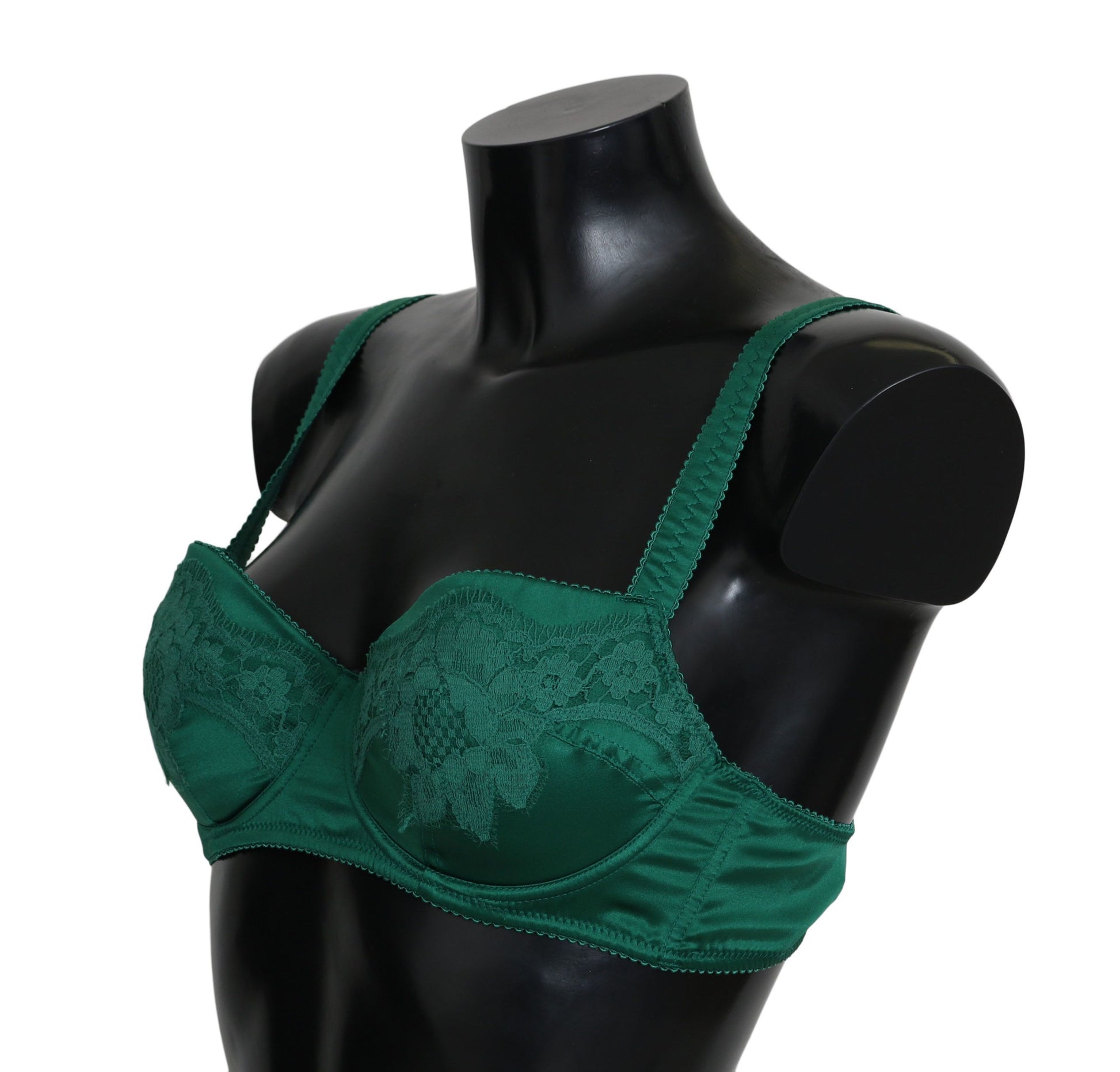 Soutien-gorge en dentelle florale extensible en soie verte Dolce & Gabbana