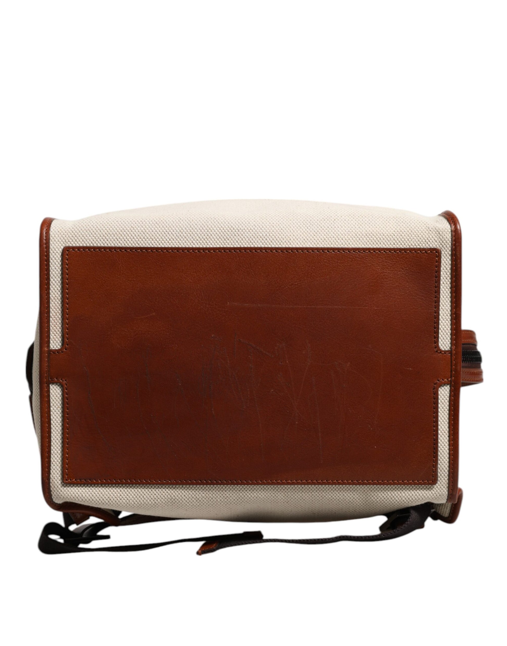 Dolce & Gabbana Beige Brown Canvas Leather EDGE Travel Men Back Pack Bag