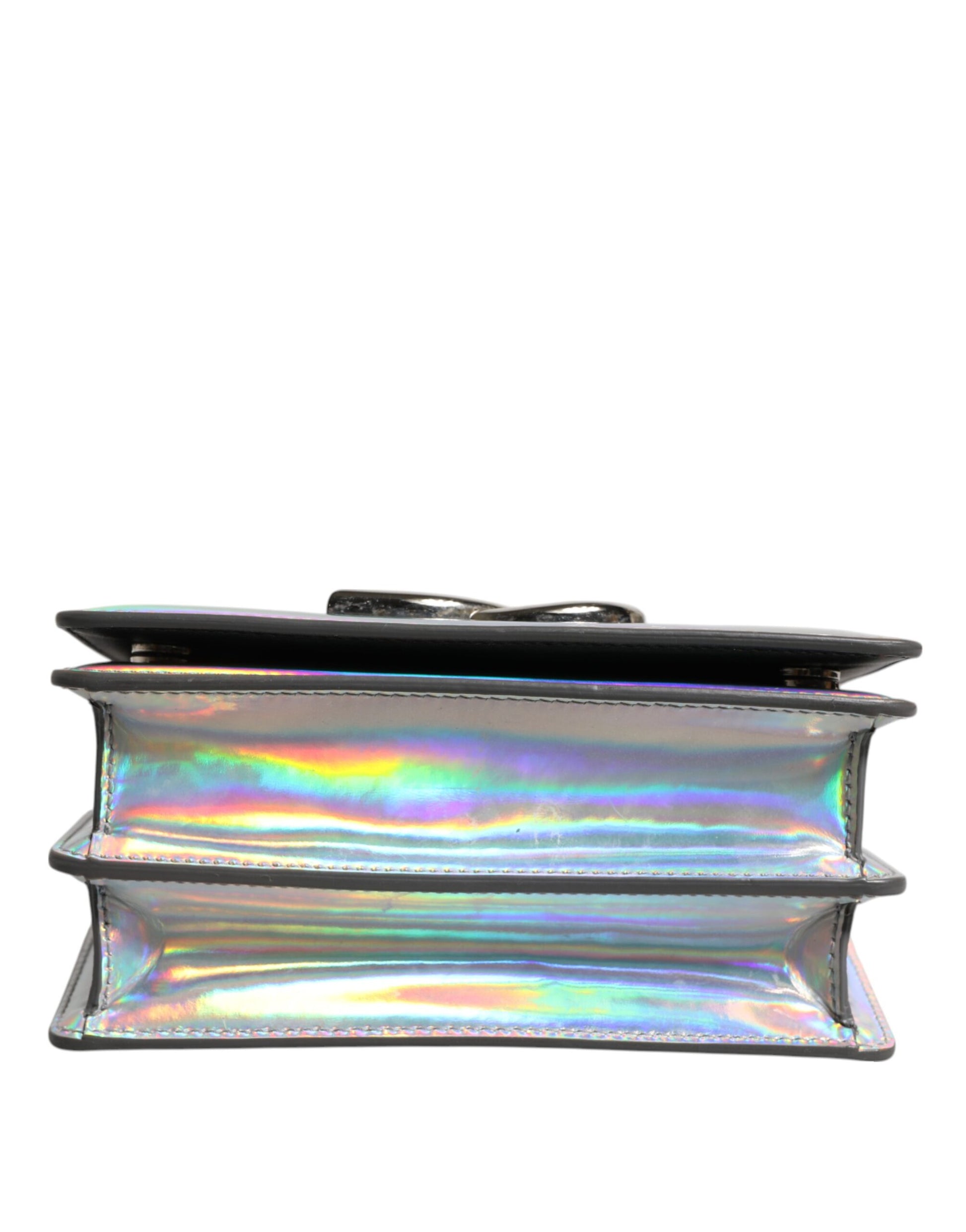 Dolce &amp; Gabbana – Holografische Umhängetasche in Metallic-Silber