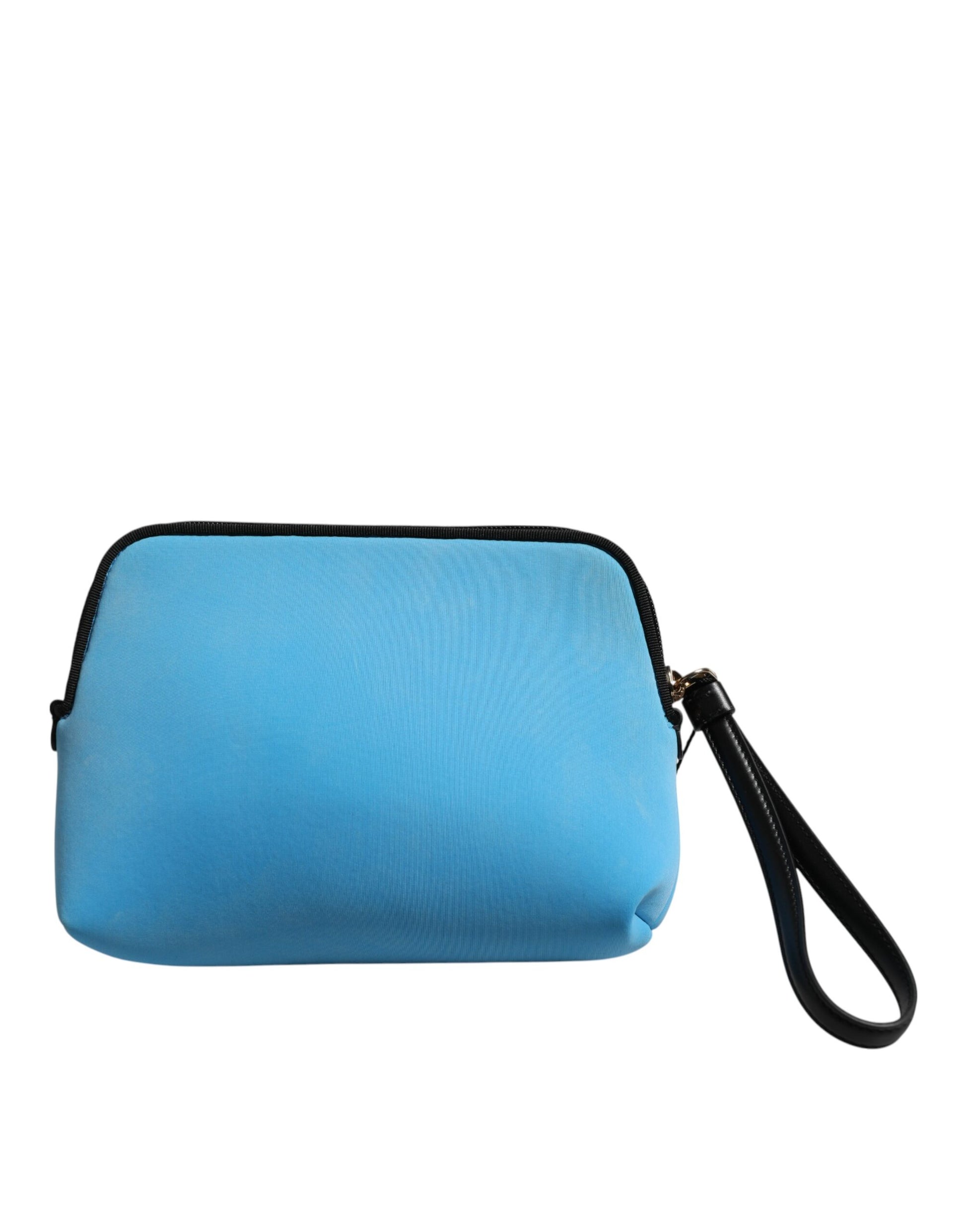 Dolce &amp; Gabbana, blaue Clutch aus Nylon mit DG-Logo-Print und Reißverschluss