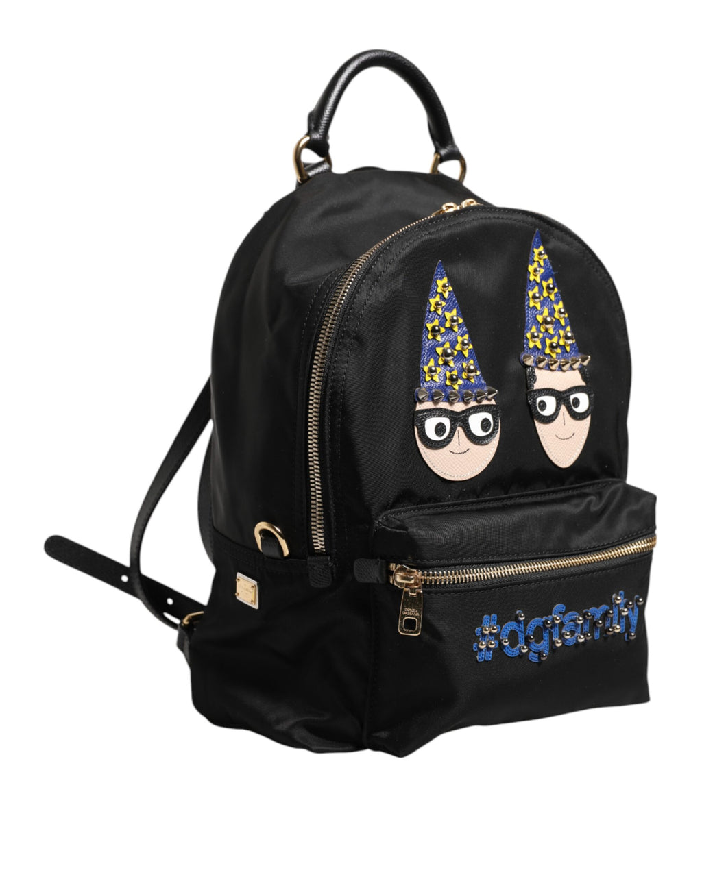 Dolce &amp; Gabbana – Rucksacktasche „VULCANO“ aus schwarzem Nylon mit Verzierung #DGFAMILY