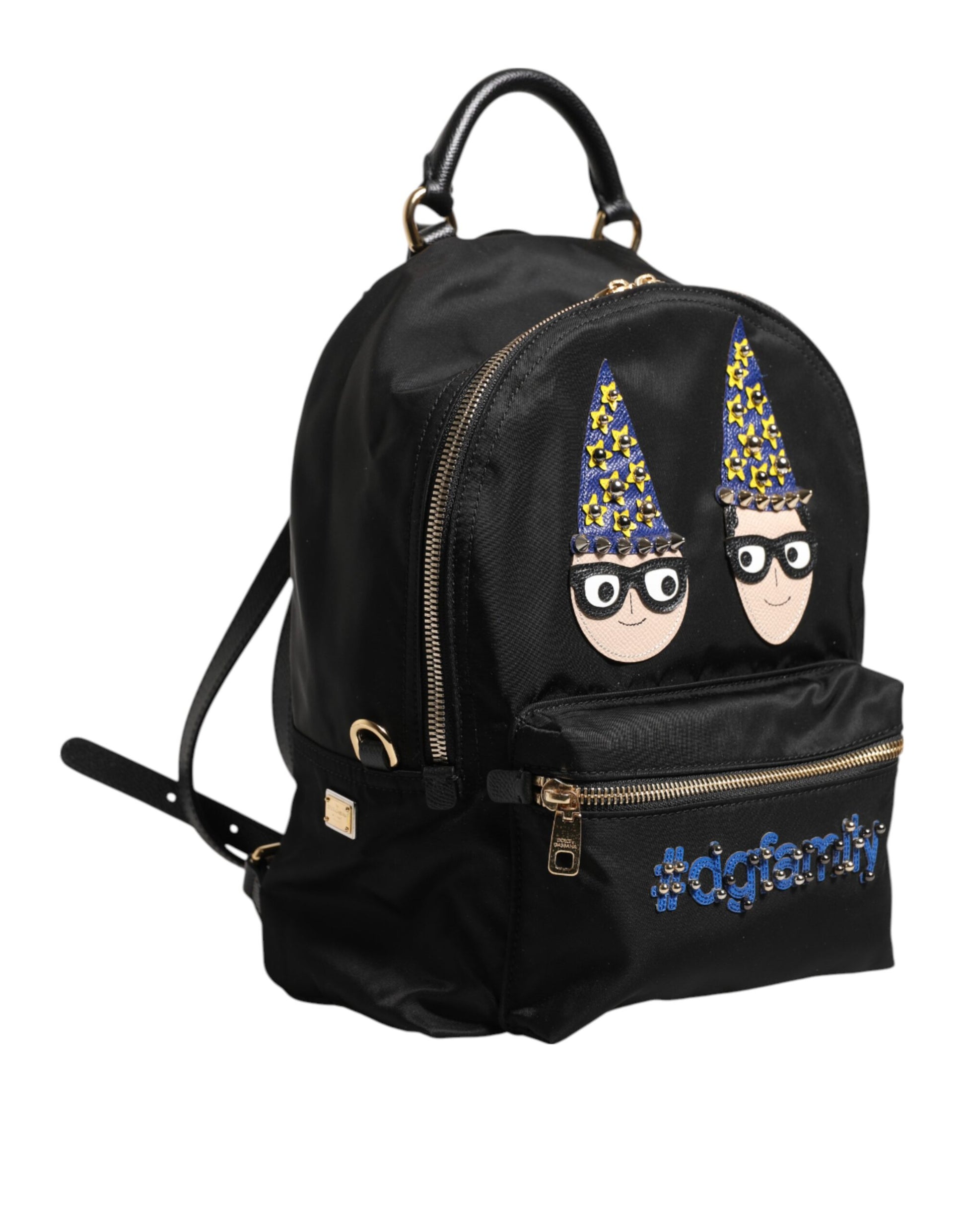 Dolce &amp; Gabbana – Rucksacktasche „VULCANO“ aus schwarzem Nylon mit Verzierung #DGFAMILY