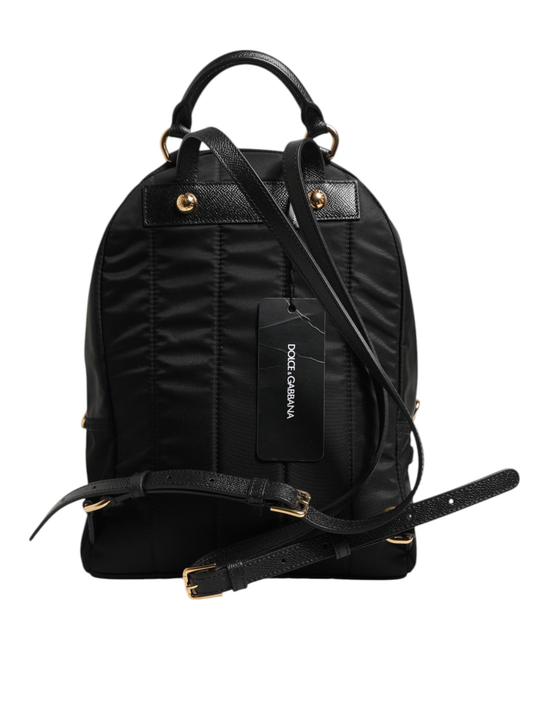 Dolce &amp; Gabbana – Rucksacktasche „VULCANO“ aus schwarzem Nylon mit Verzierung #DGFAMILY
