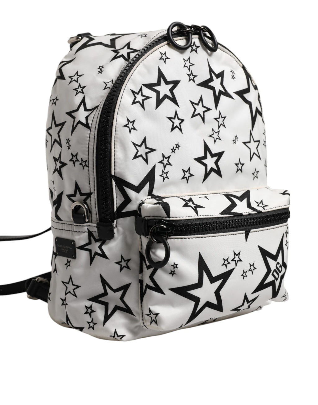 Dolce &amp; Gabbana – Reiserucksack aus Nylon mit DG-Sternen-Print, Weiß
