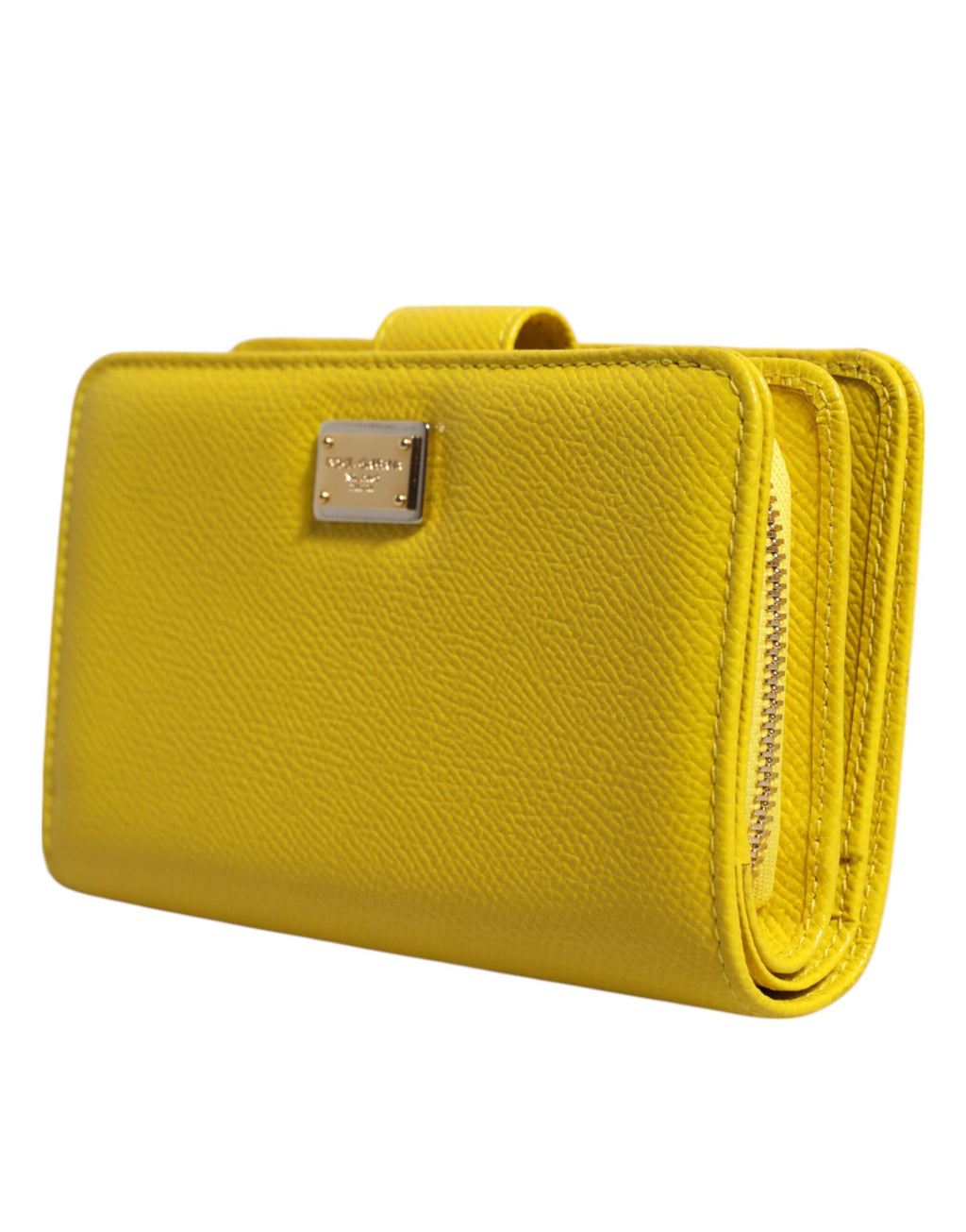 Portefeuille Continental Pliant Dolce & Gabbana en Cuir Jaune